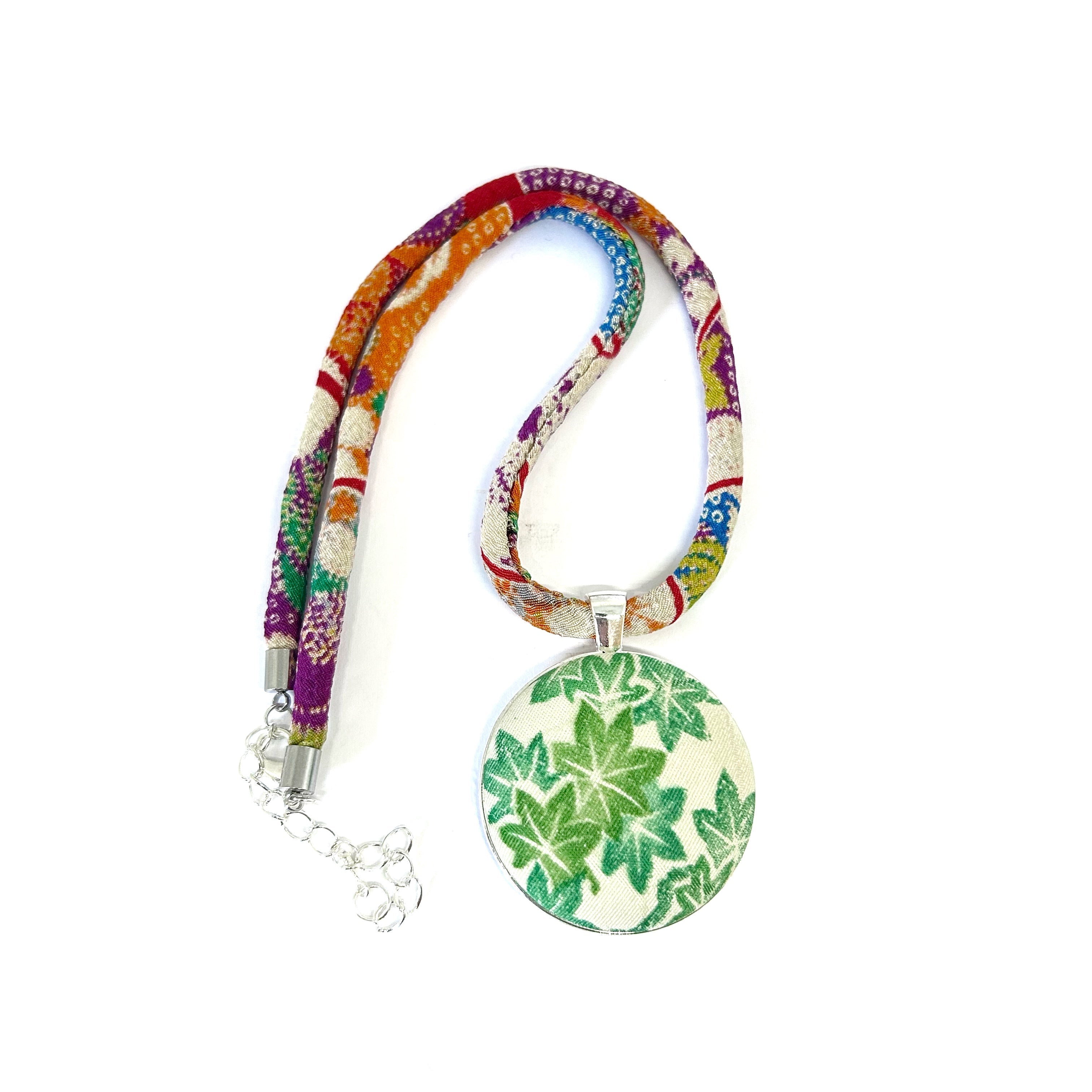 Kimono Pendant Necklace - Green Maple