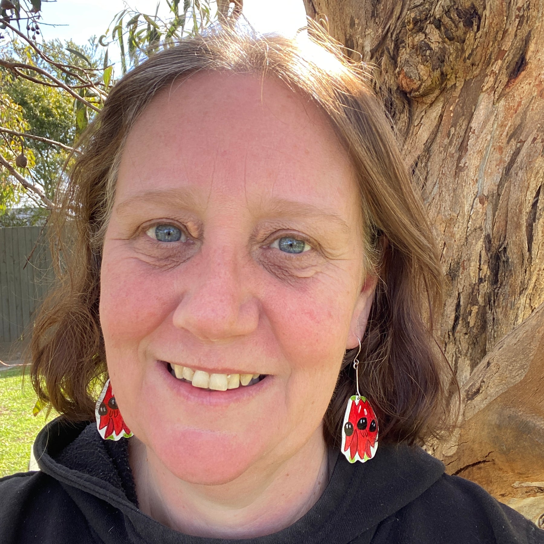 Sturt Desert Pea Earrings – Hand-painted Brass Jewellery