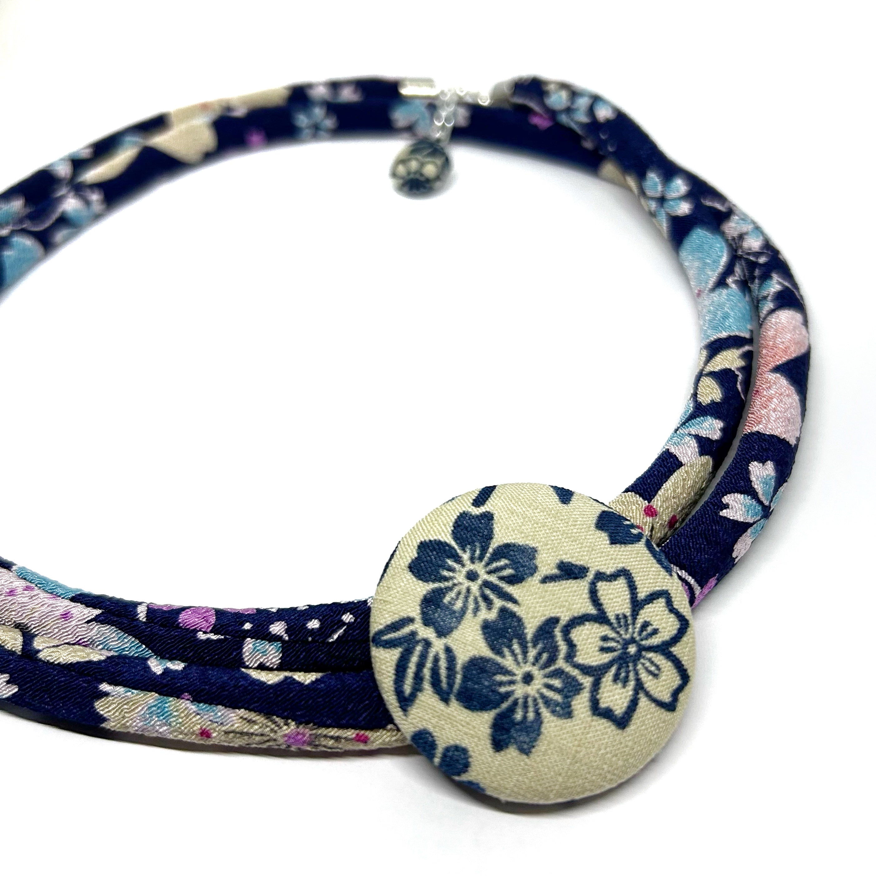 Kimono Cord Necklace - Blue Blossom