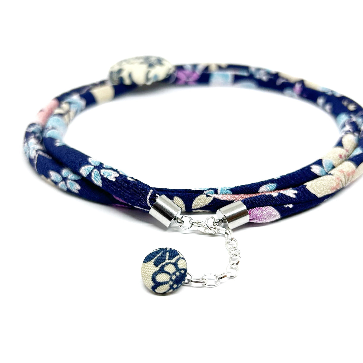 Kimono Cord Necklace - Blue Blossom
