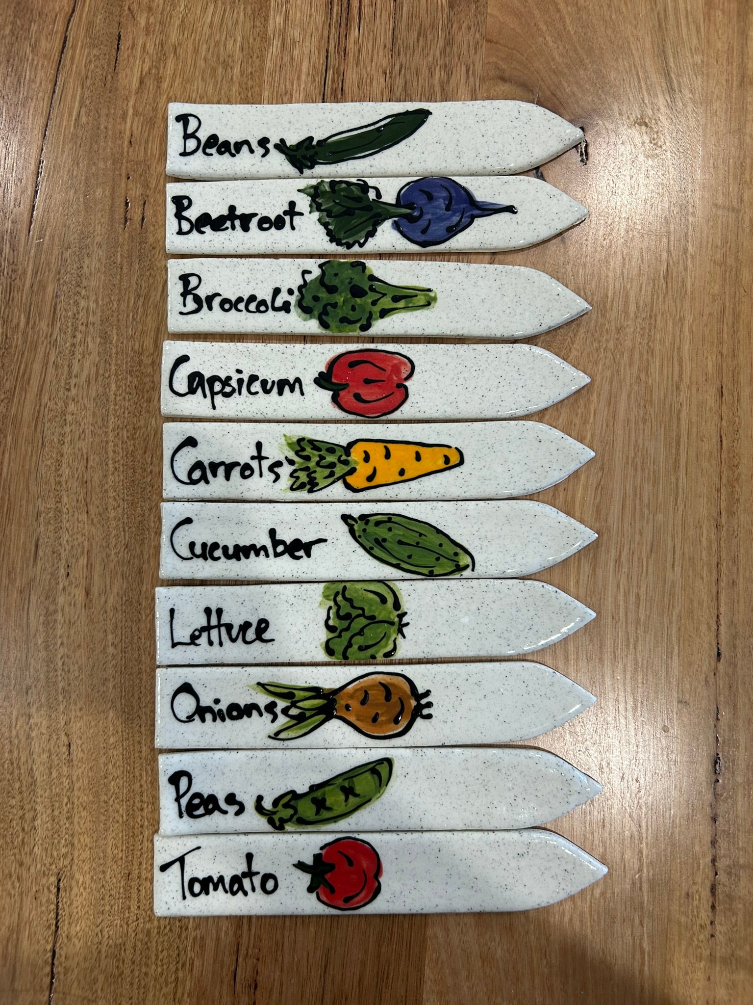 Hand Painted Vegetable Markers Set of 10