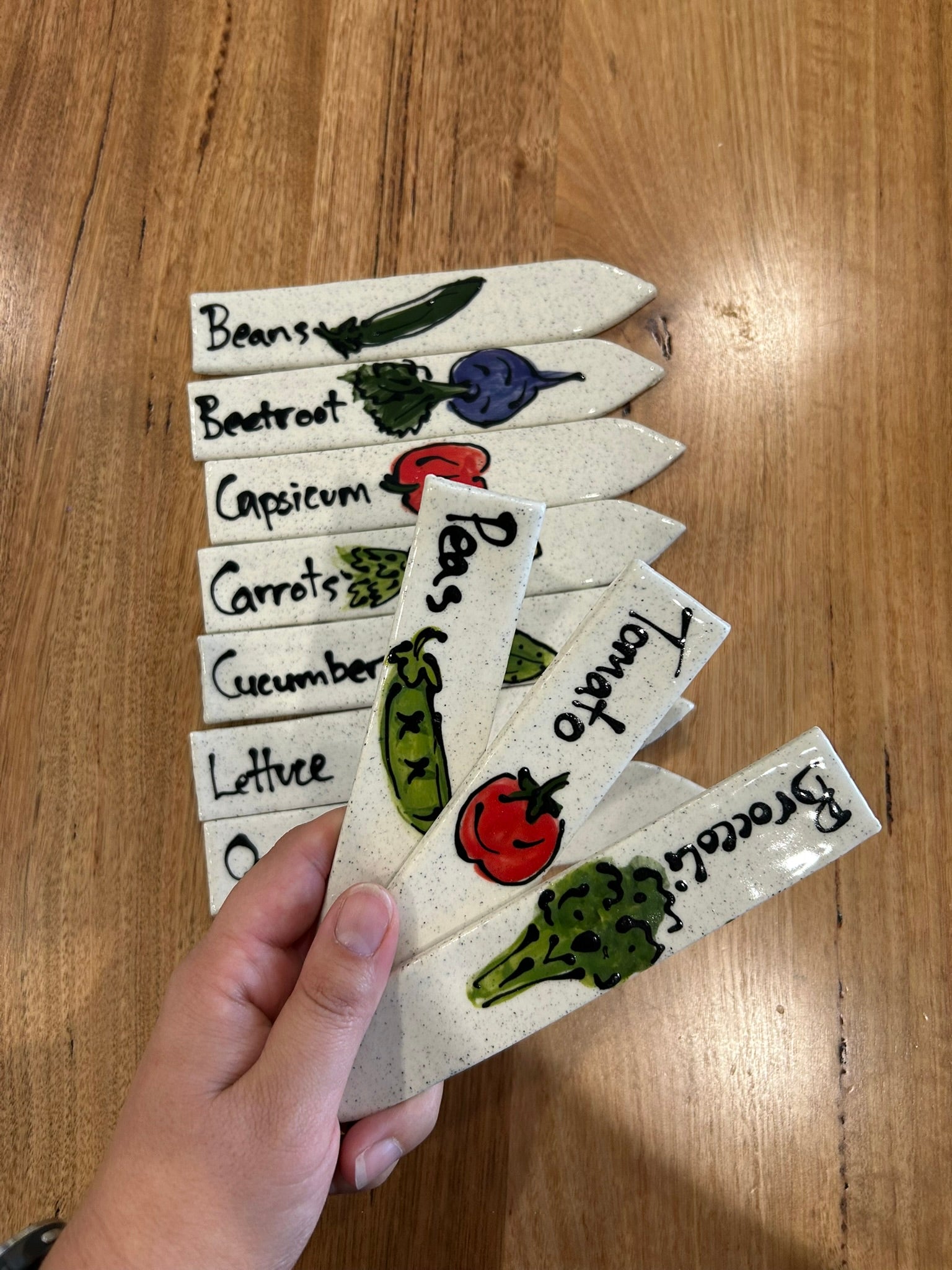 Hand Painted Vegetable Markers Set of 10
