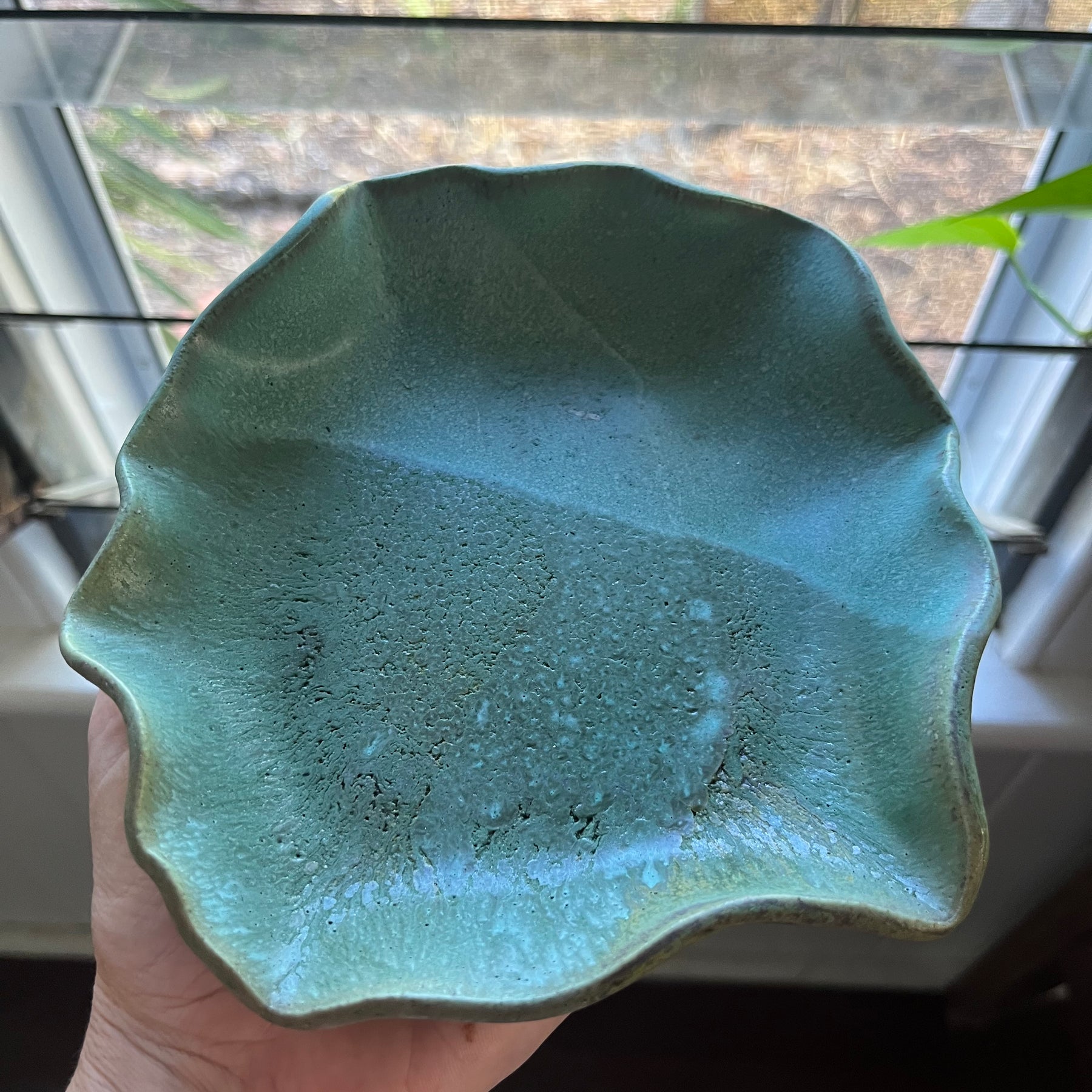Hand-Built Pottery Trinket Bowl - Turquoise