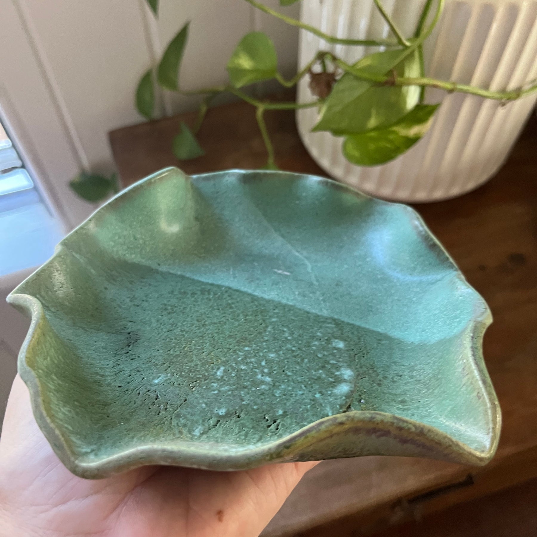 Hand-Built Pottery Trinket Bowl - Turquoise