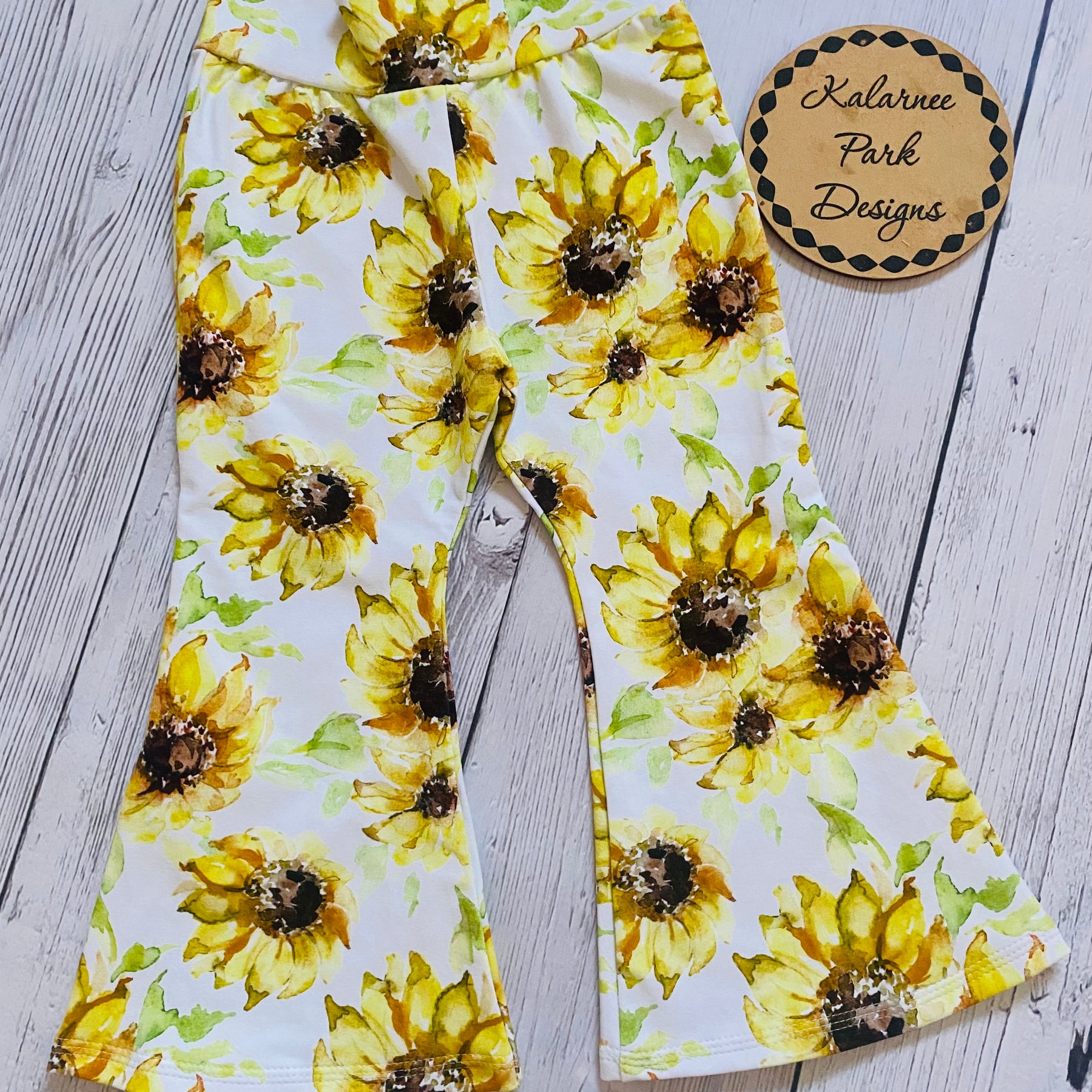 Sunflowers One Shoulder Tank Flares and Knot Headband Three Piece Set Size 1