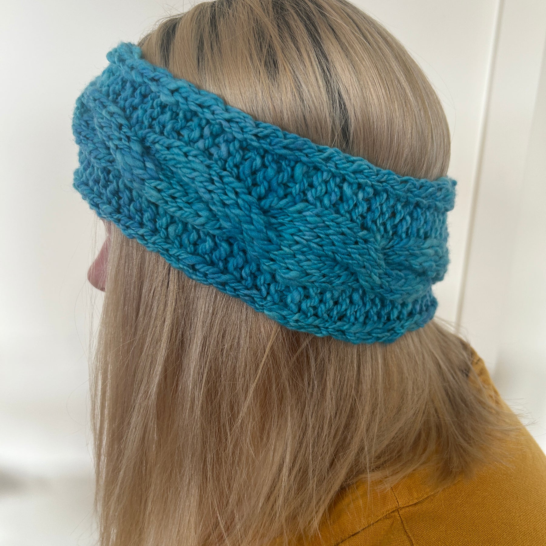 Hand Knitted Wool Headband - Blueberry Bubblegum