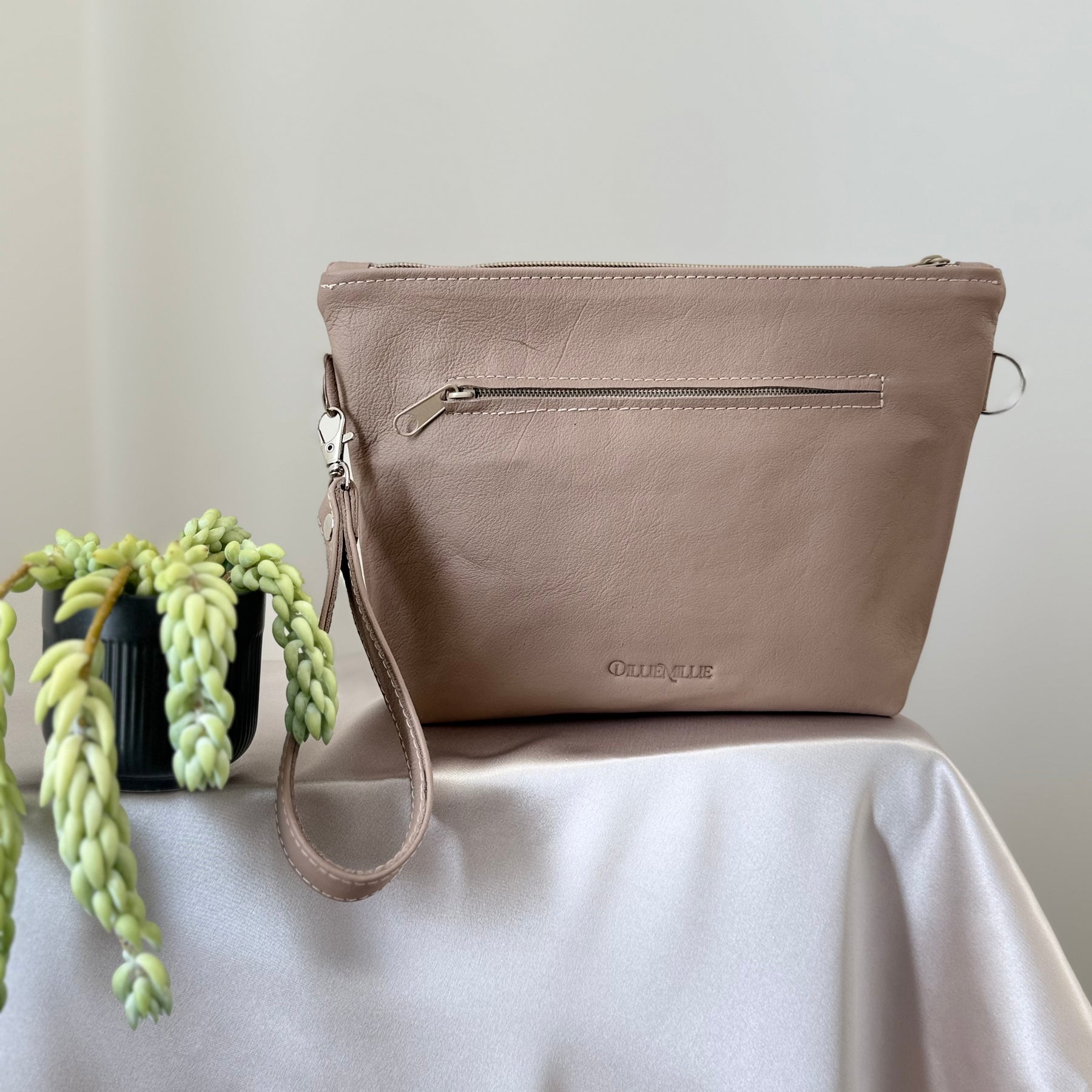 Leather bow clutch / purse