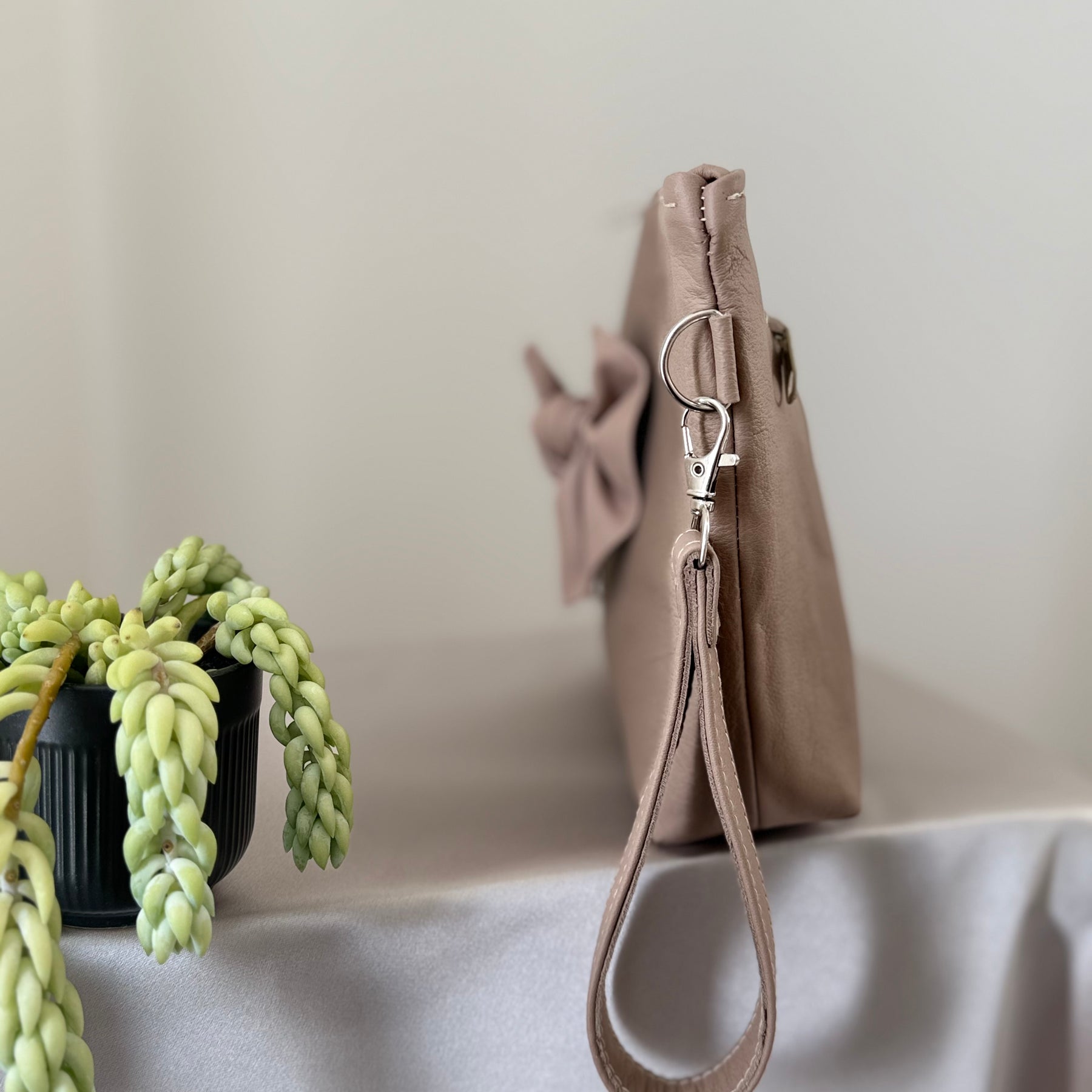 Leather bow clutch / purse