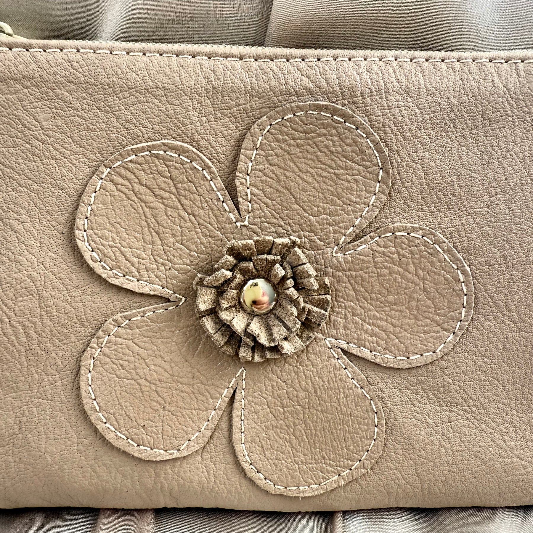 Floral leather pouch / makeup bag / wallet