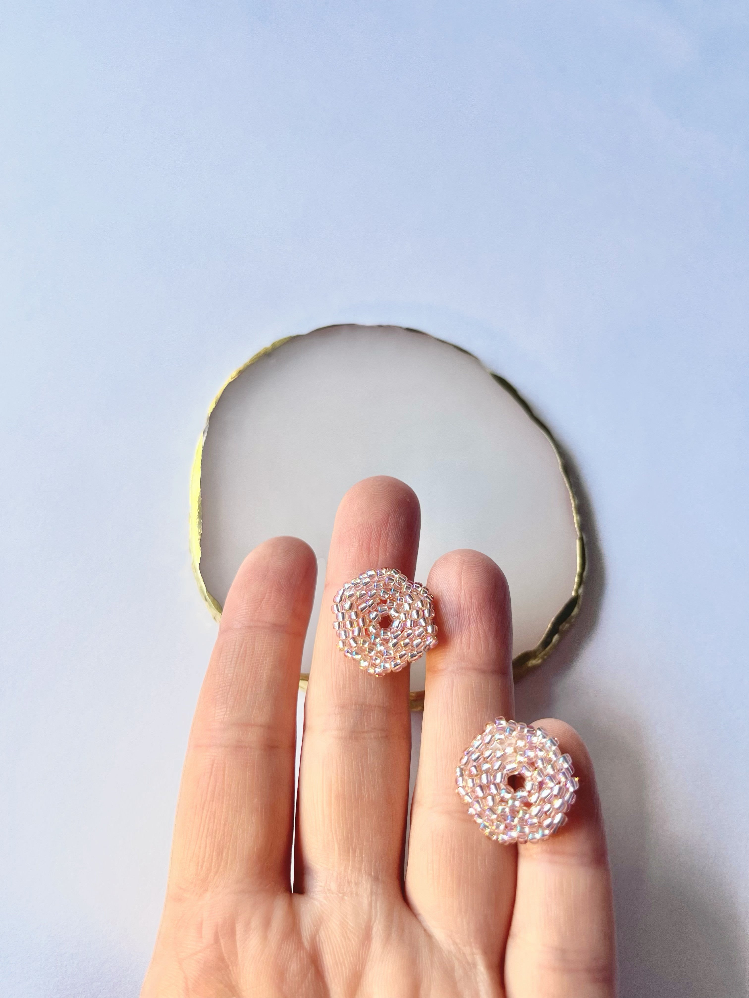 PINK MOON * 3 colors | stud beaded earrings | silver, pink nude, blue turquoise