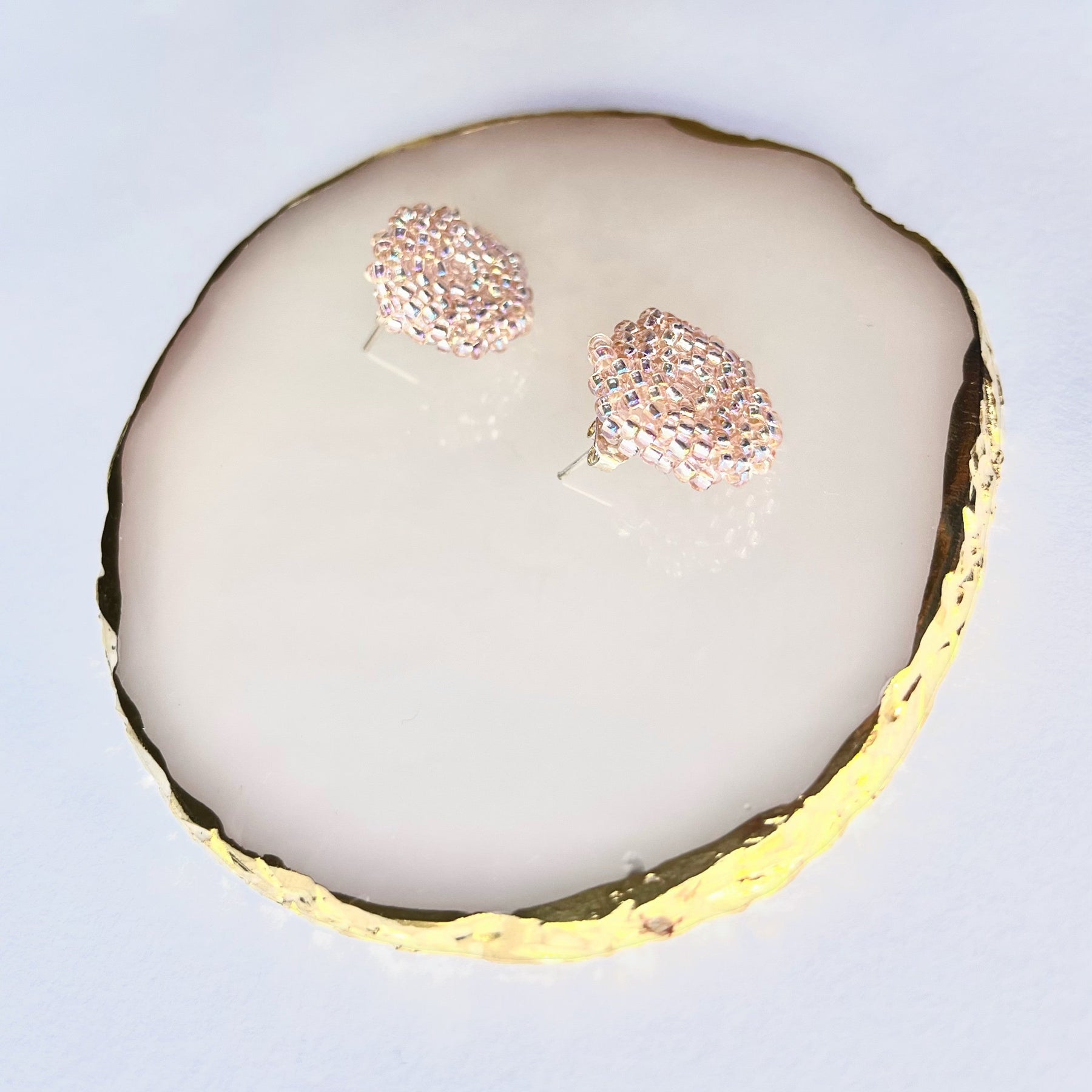 PINK MOON * 3 colors | stud beaded earrings | silver, pink nude, blue turquoise