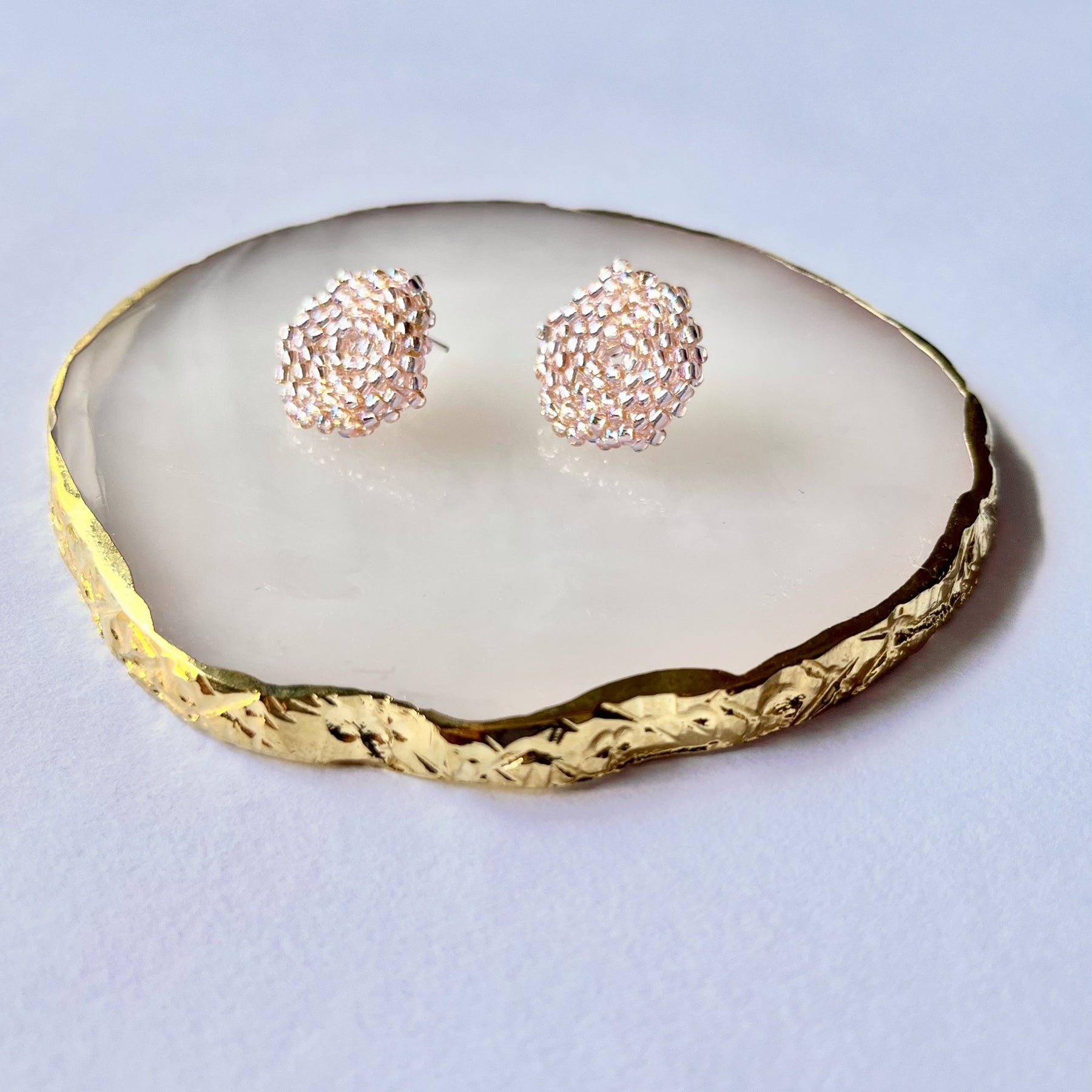 PINK MOON * 3 colors | stud beaded earrings | silver, pink nude, blue turquoise
