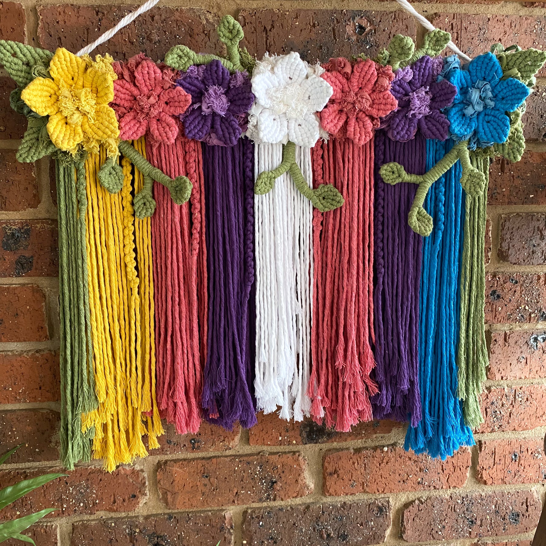 Macrame Floral Wall Hanging - Bright and Colourful