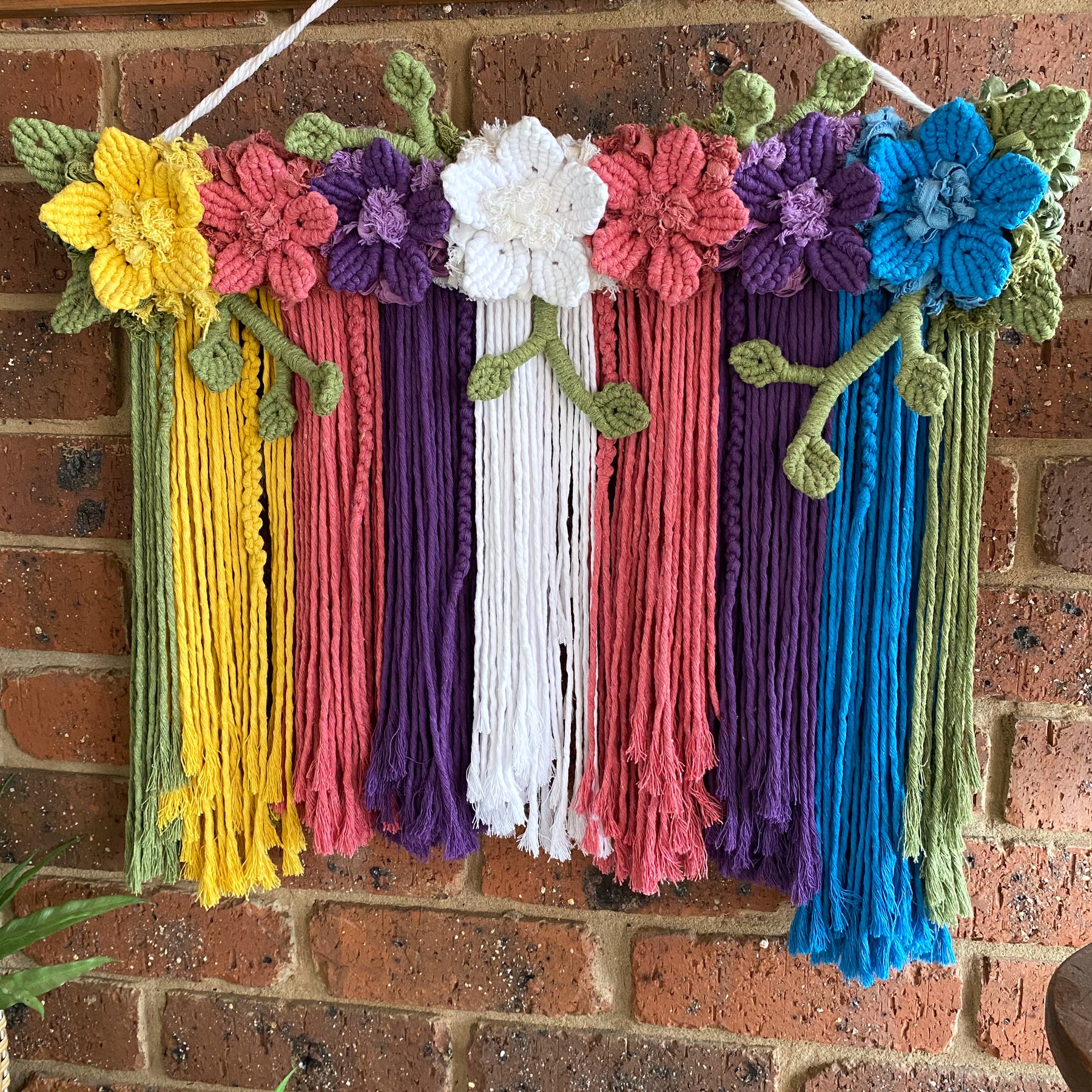 Macrame Floral Wall Hanging - Bright and Colourful