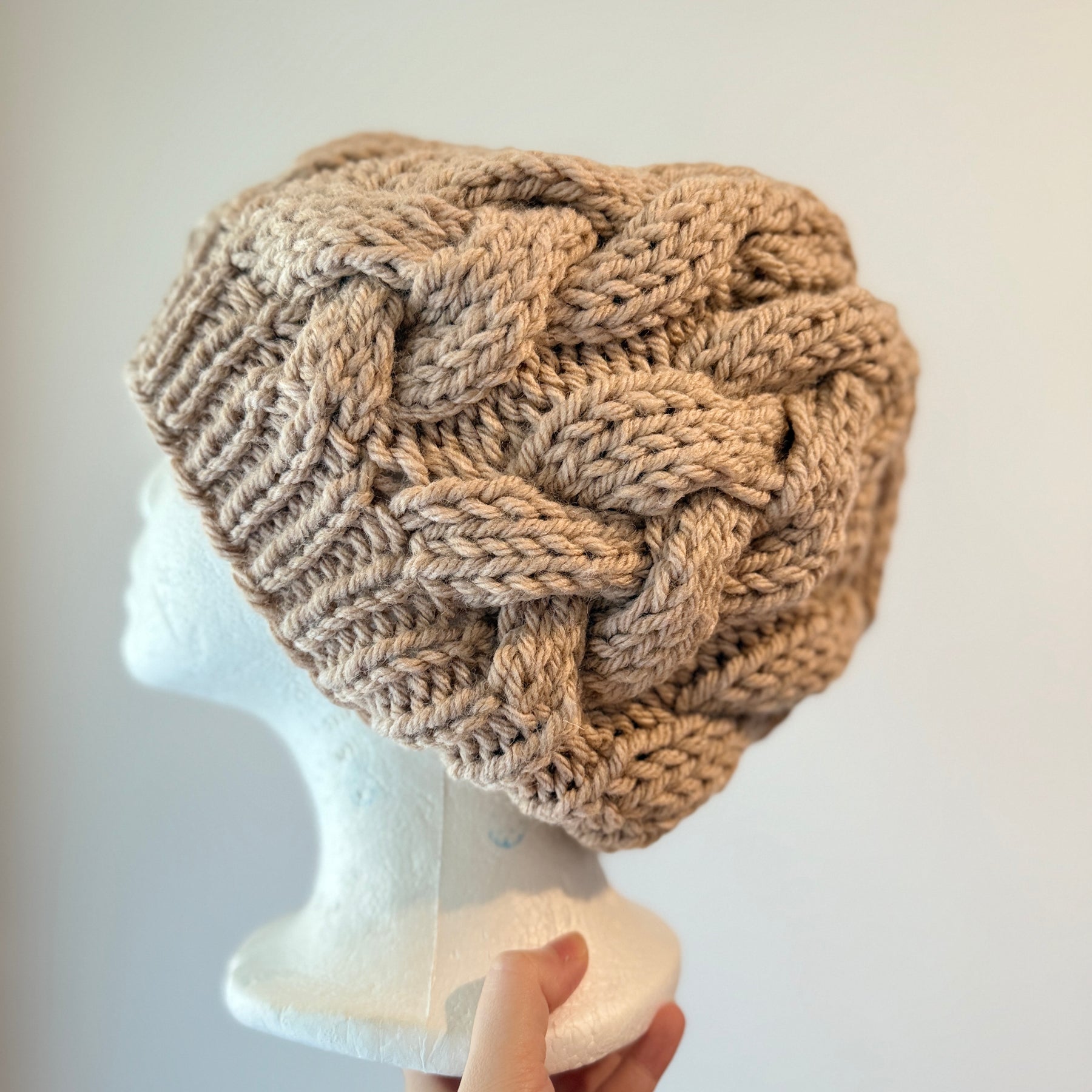 Hand knit Chunky Cable Slouchy Beanie