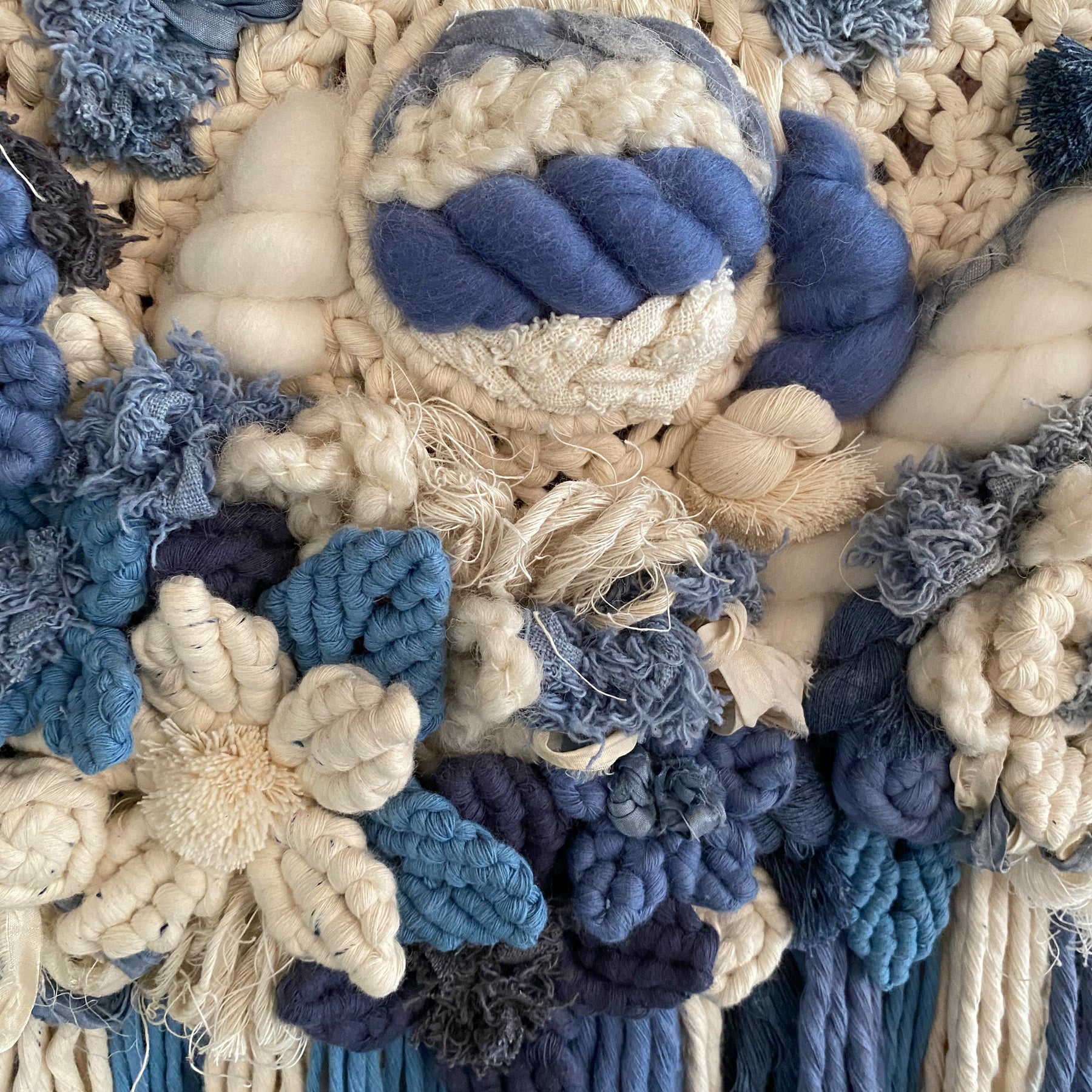 Macrame Floral Wall Hanging - Beautiful Blues