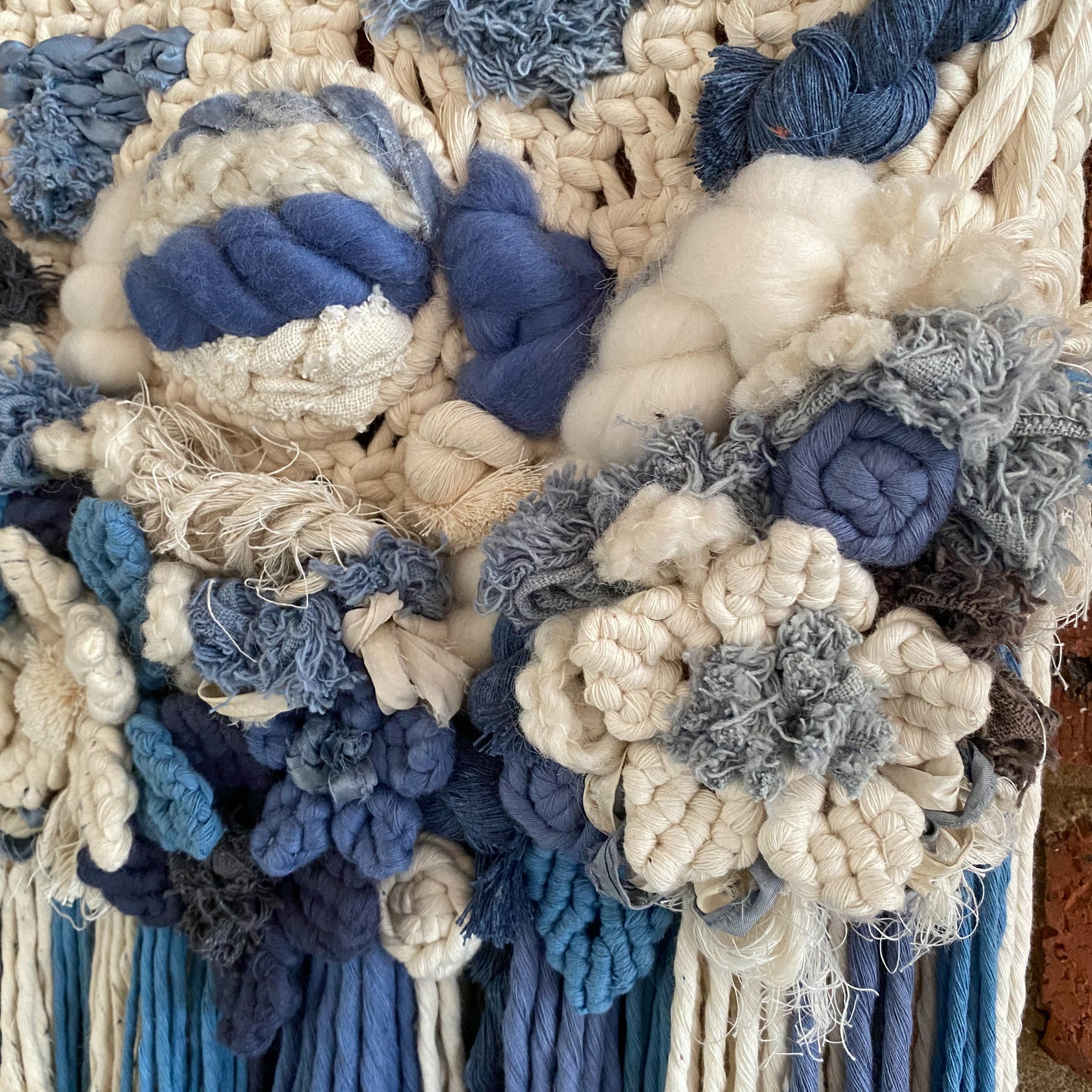 Macrame Floral Wall Hanging - Beautiful Blues