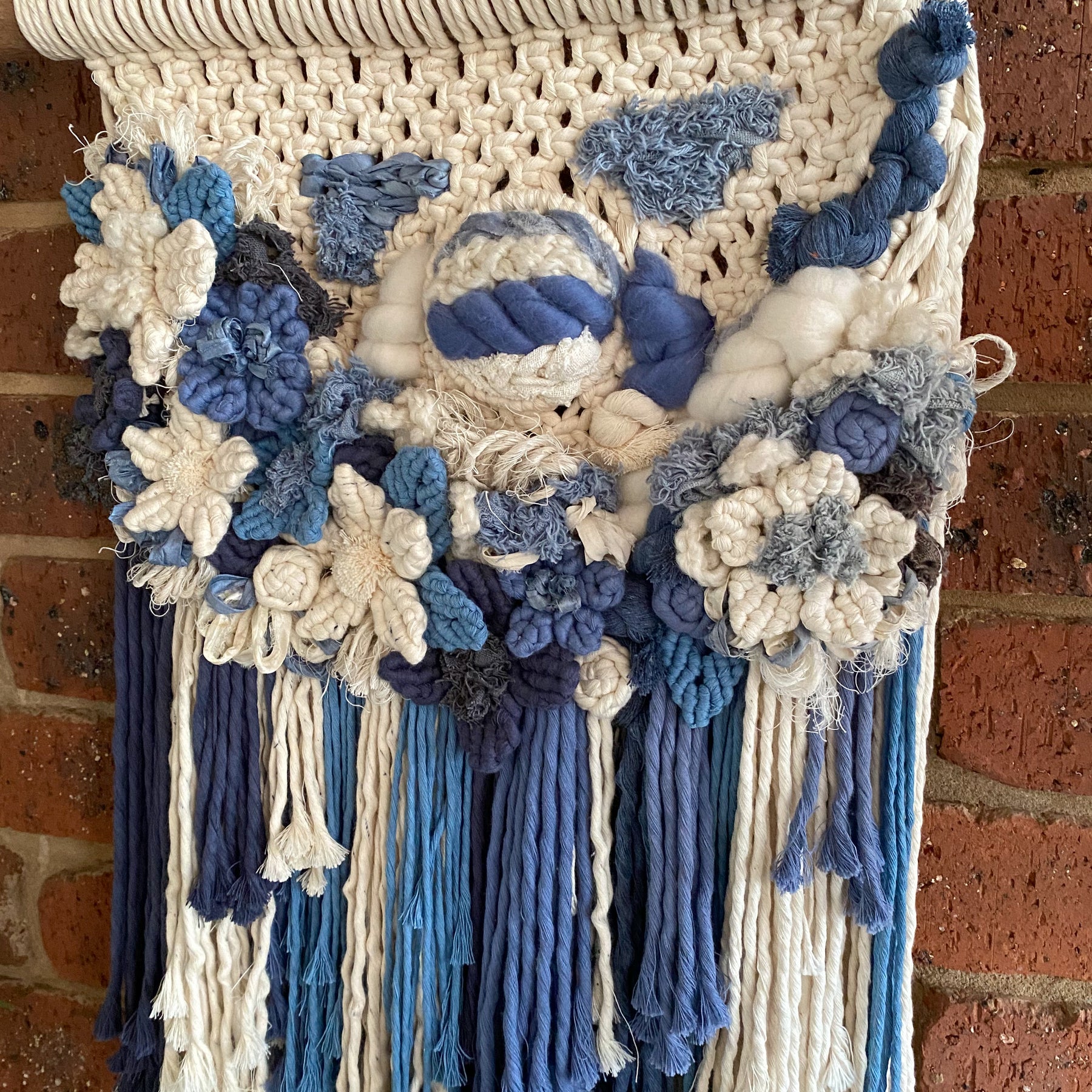 Macrame Floral Wall Hanging - Beautiful Blues