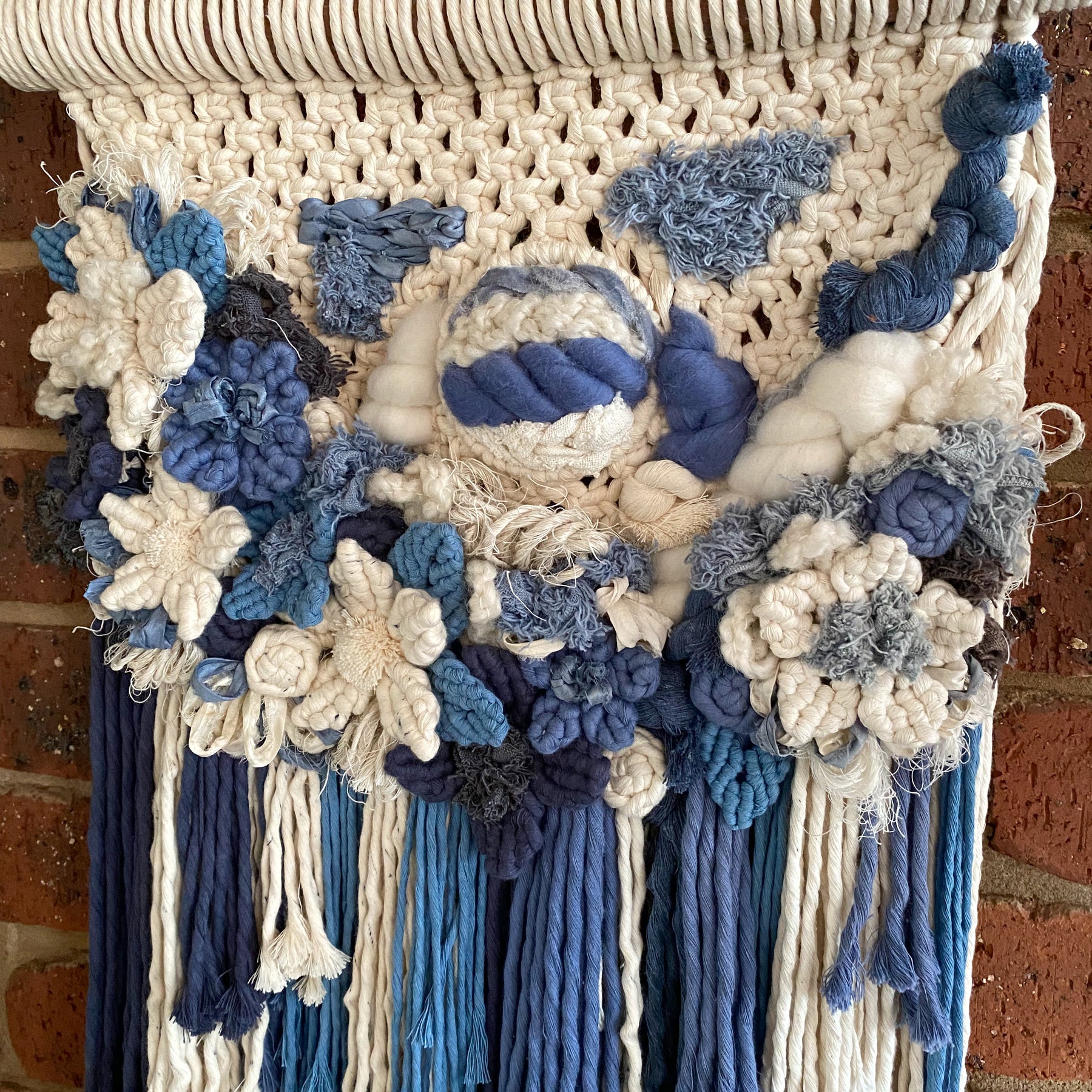Macrame Floral Wall Hanging - Beautiful Blues