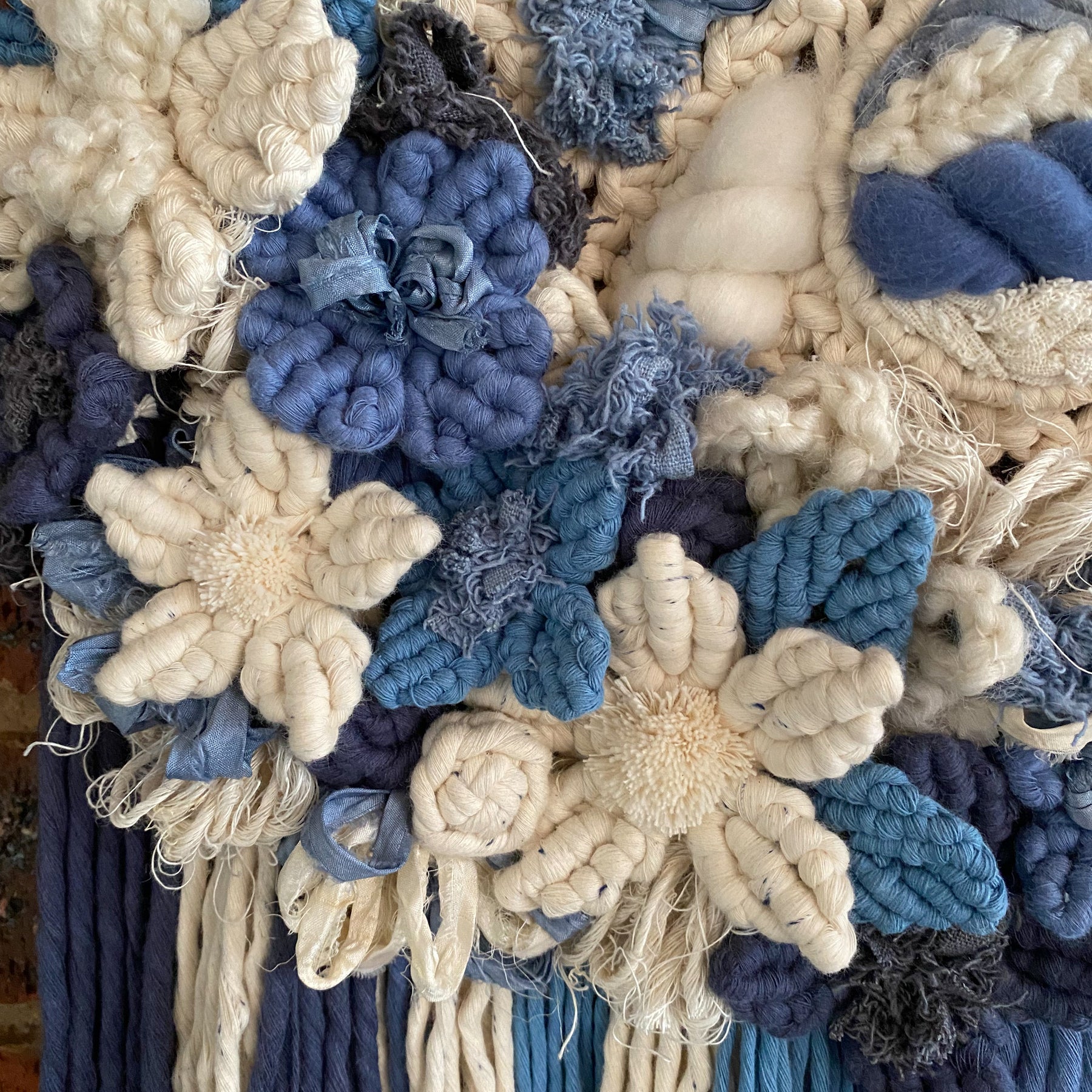 Macrame Floral Wall Hanging - Beautiful Blues