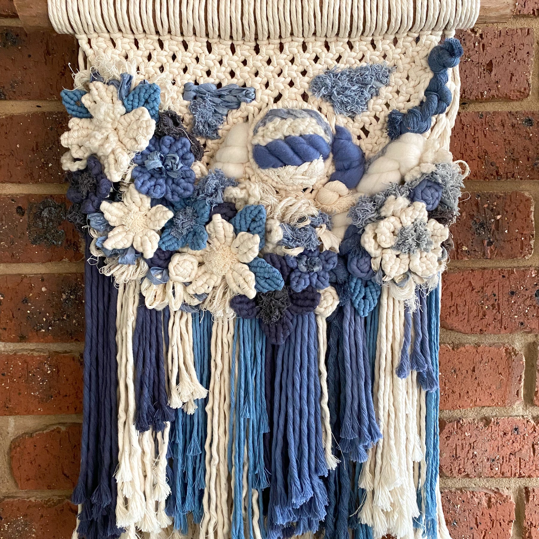 Macrame Floral Wall Hanging - Beautiful Blues