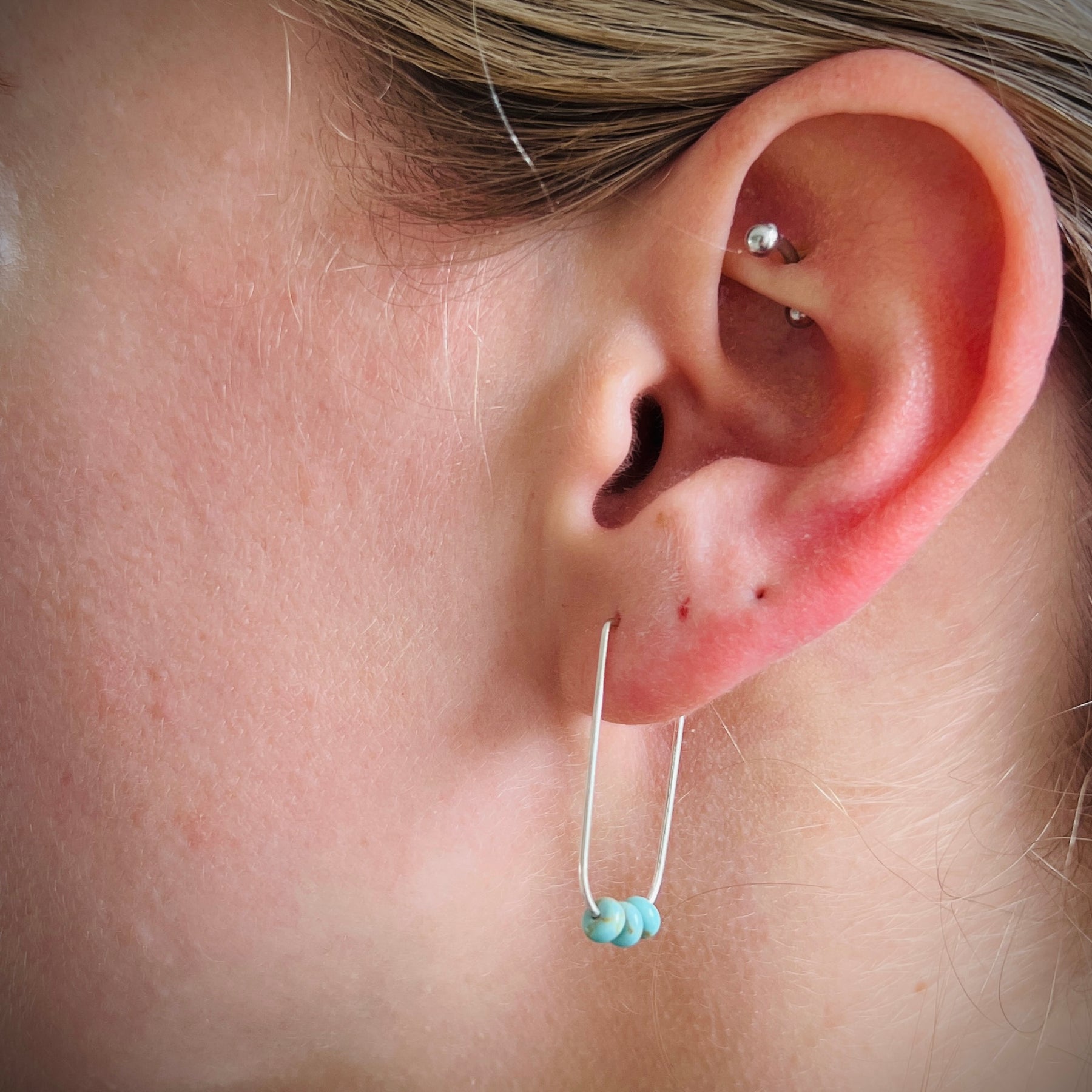 Oval Hoops in Sterling Silver + Howlite