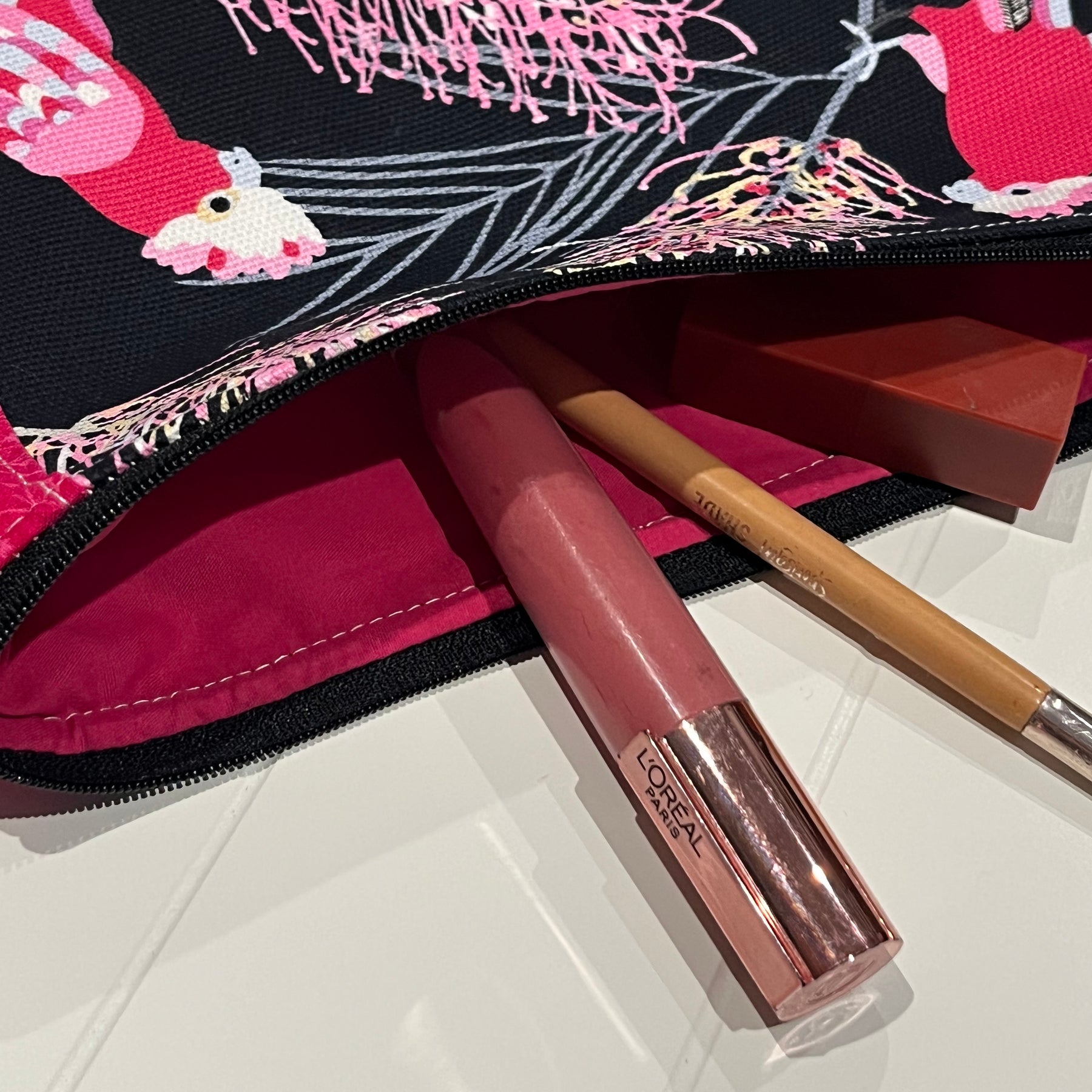 Black and pink cockatoos purse