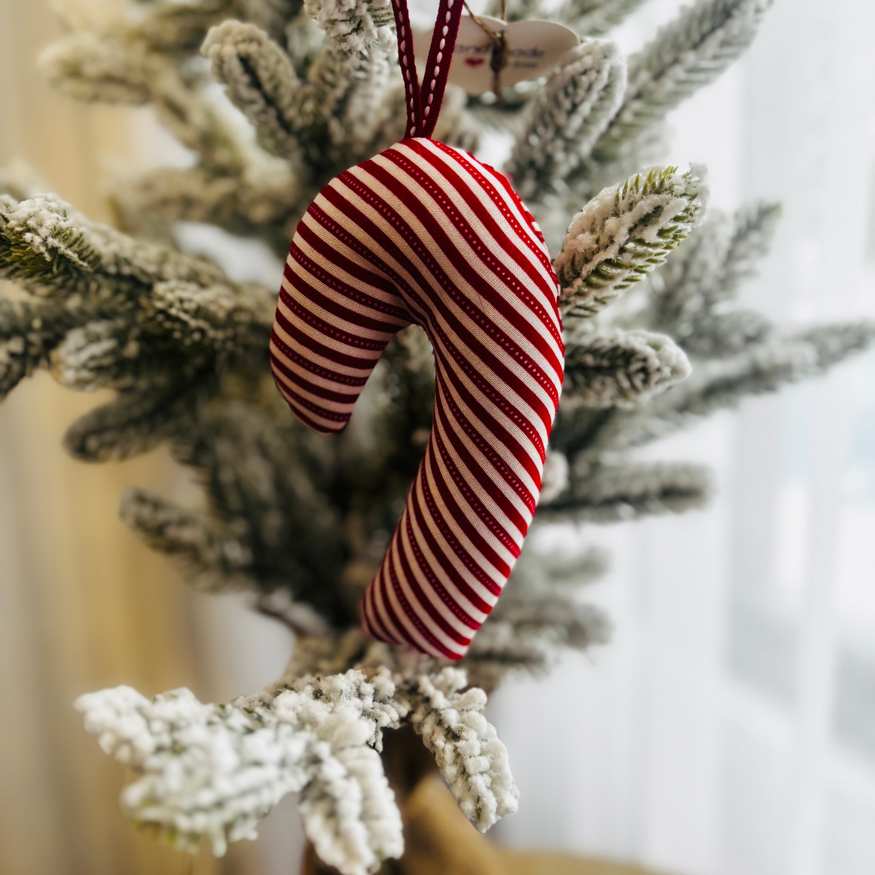 Sustainably Handmade Fabric Candy Cane Decoration Keepsakes