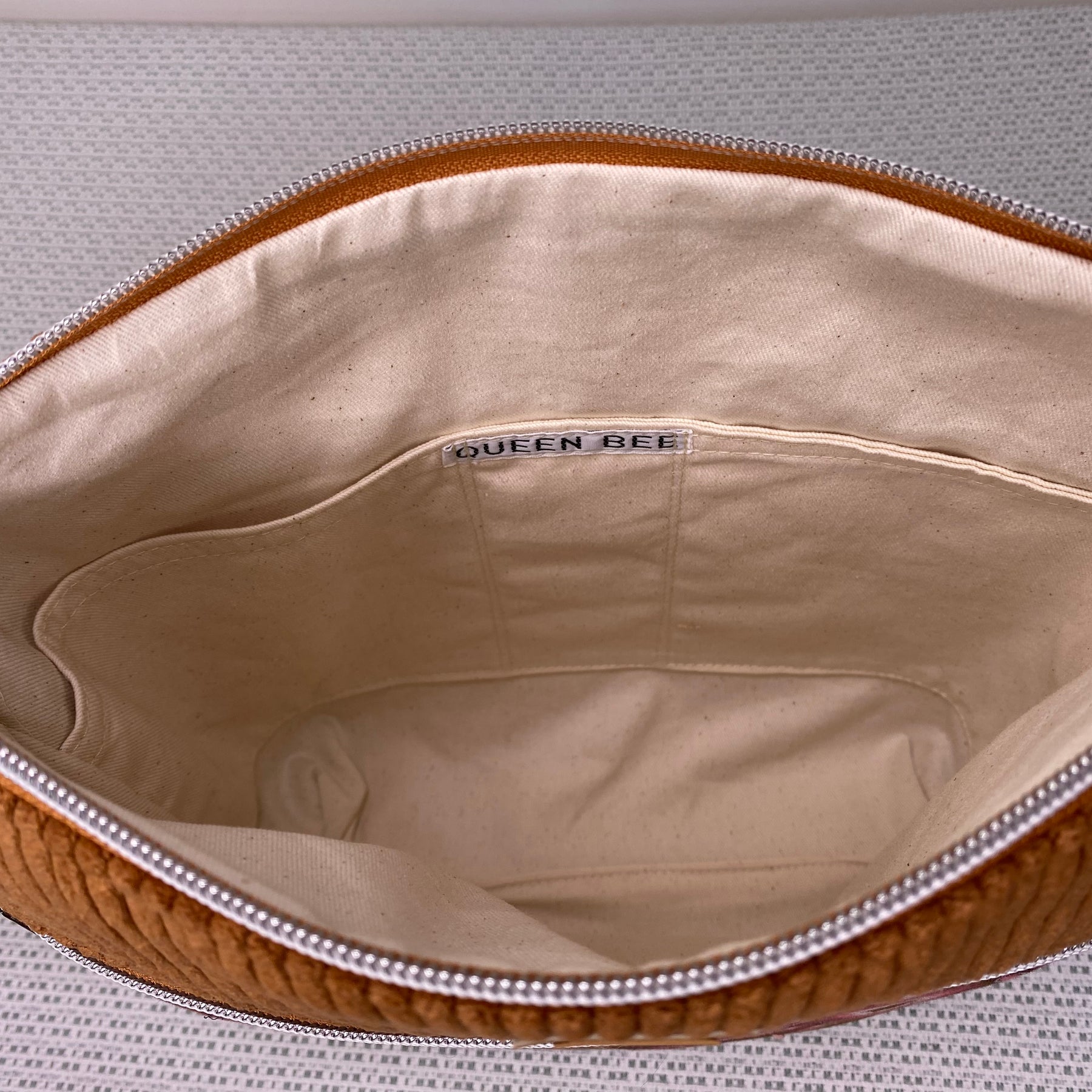 Lola Crossbody Bag - Flower Faces, Tan Corduroy and Brown Faux Leather