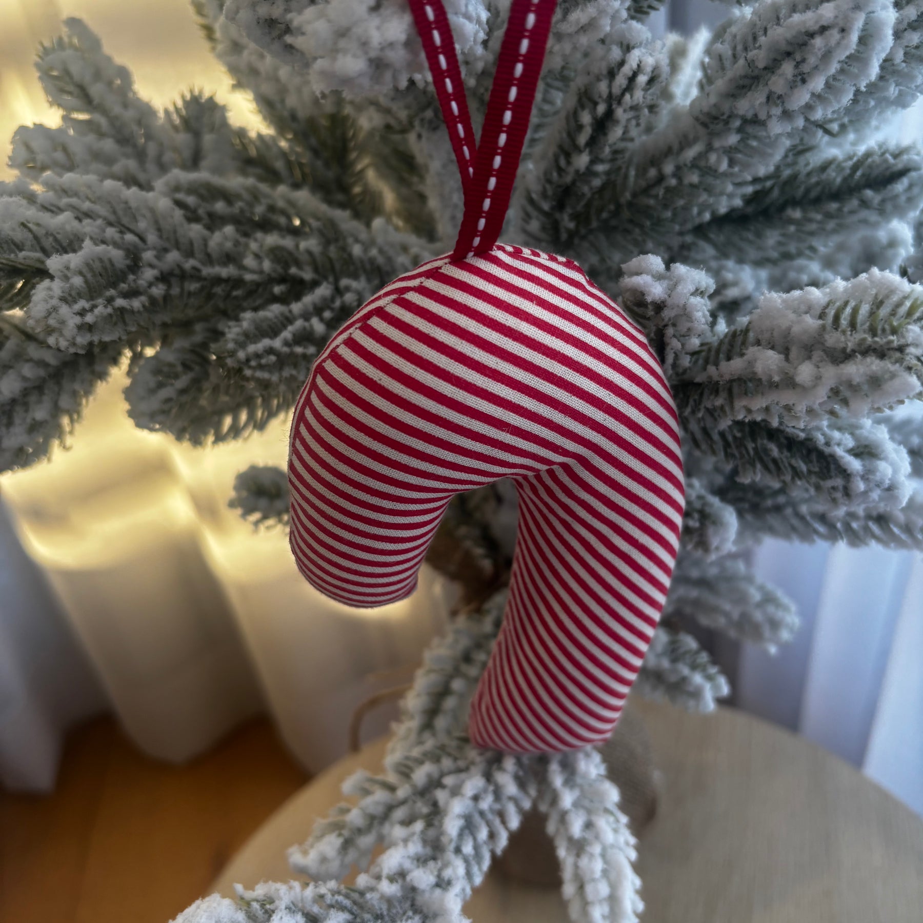 Sustainably Handmade Fabric Candy Cane Decoration Keepsakes
