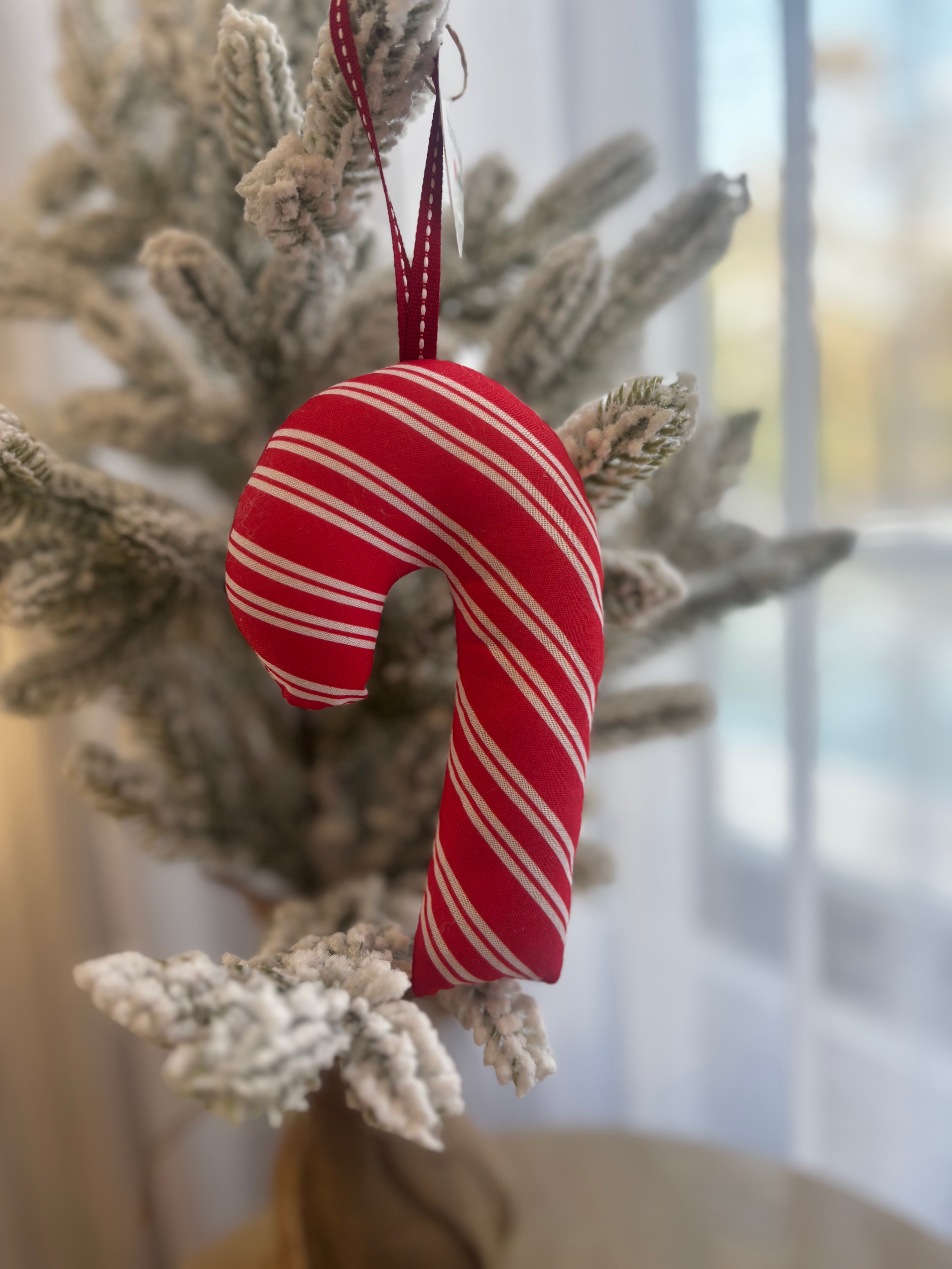 Sustainably Handmade Fabric Candy Cane Decoration Keepsakes