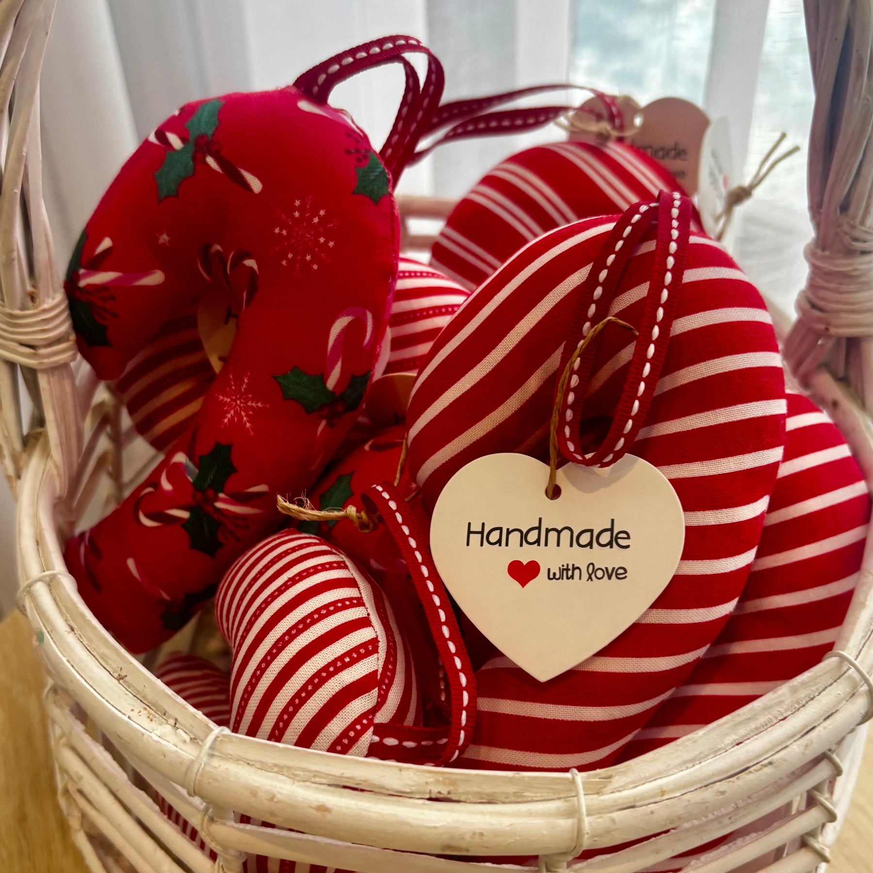 Sustainably Handmade Fabric Candy Cane Decoration Keepsakes