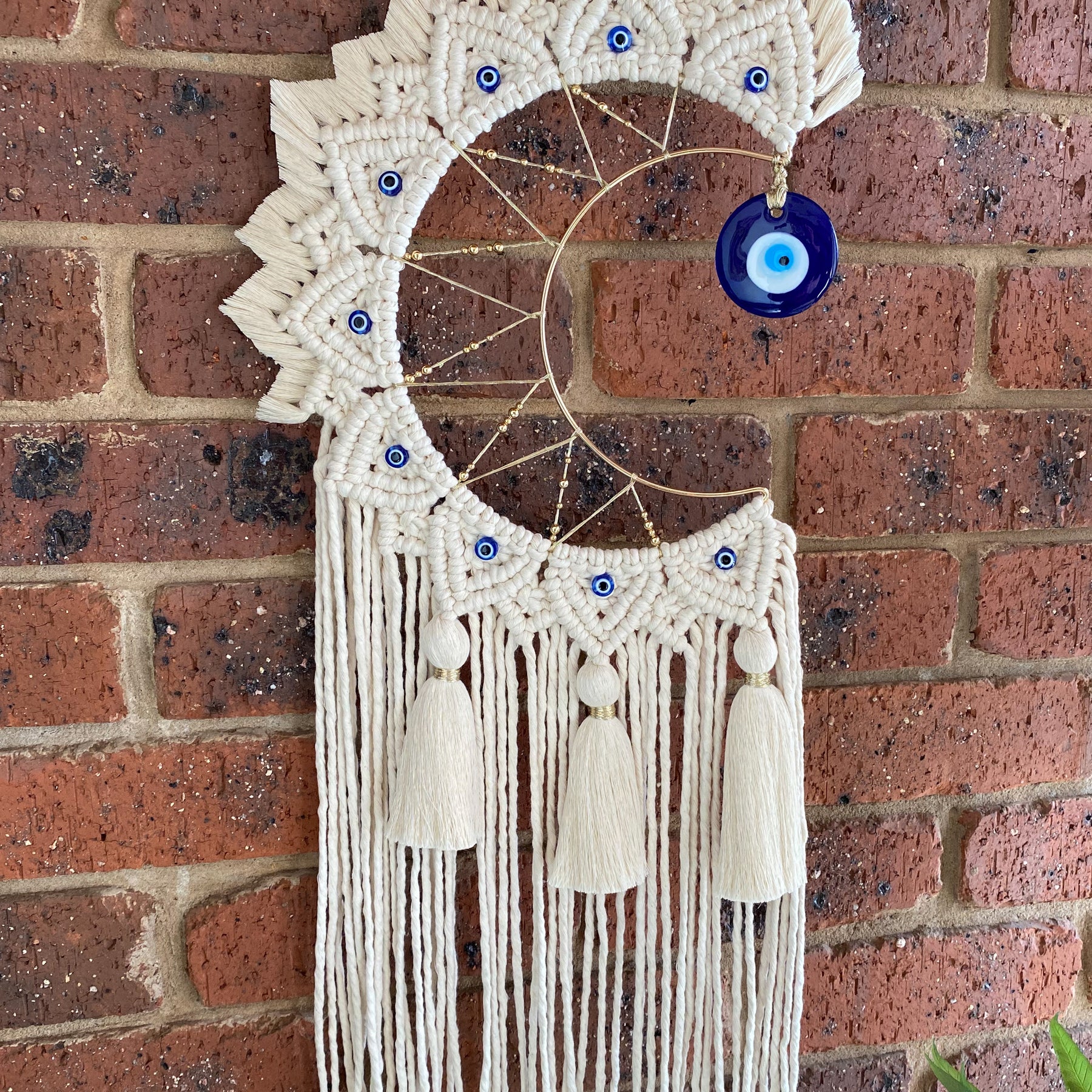 Macrame Mandala Moon Wall Hanging - Evil Eye Large