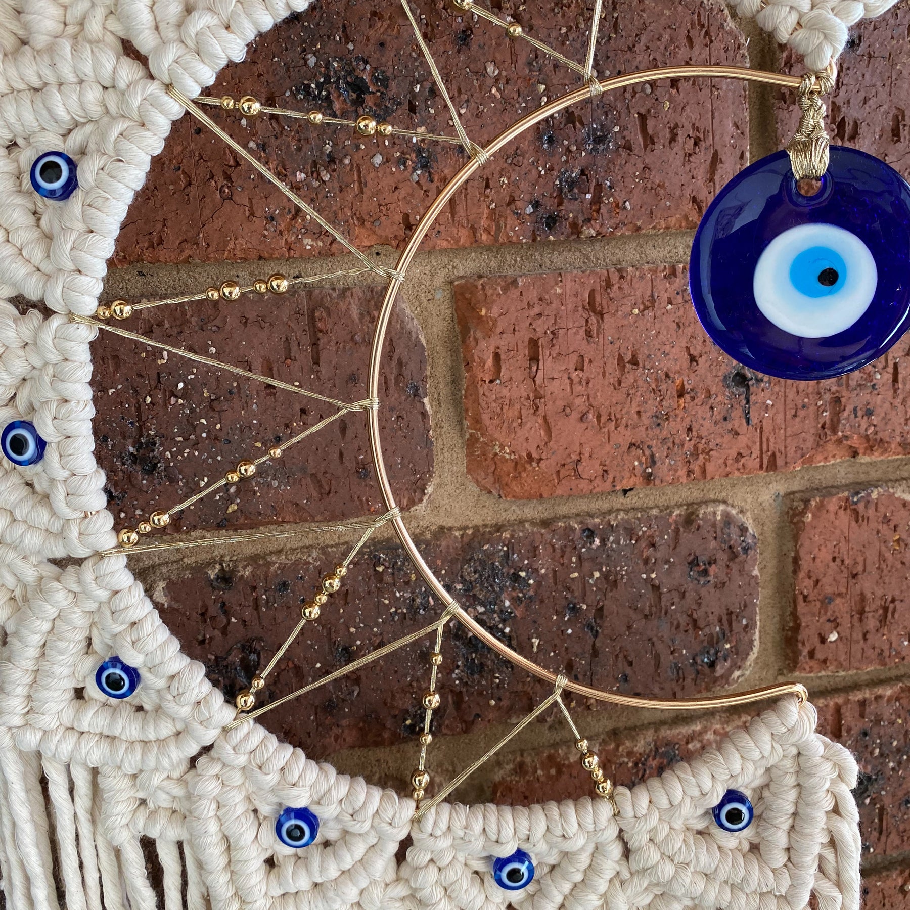 Macrame Mandala Moon Wall Hanging - Evil Eye Large