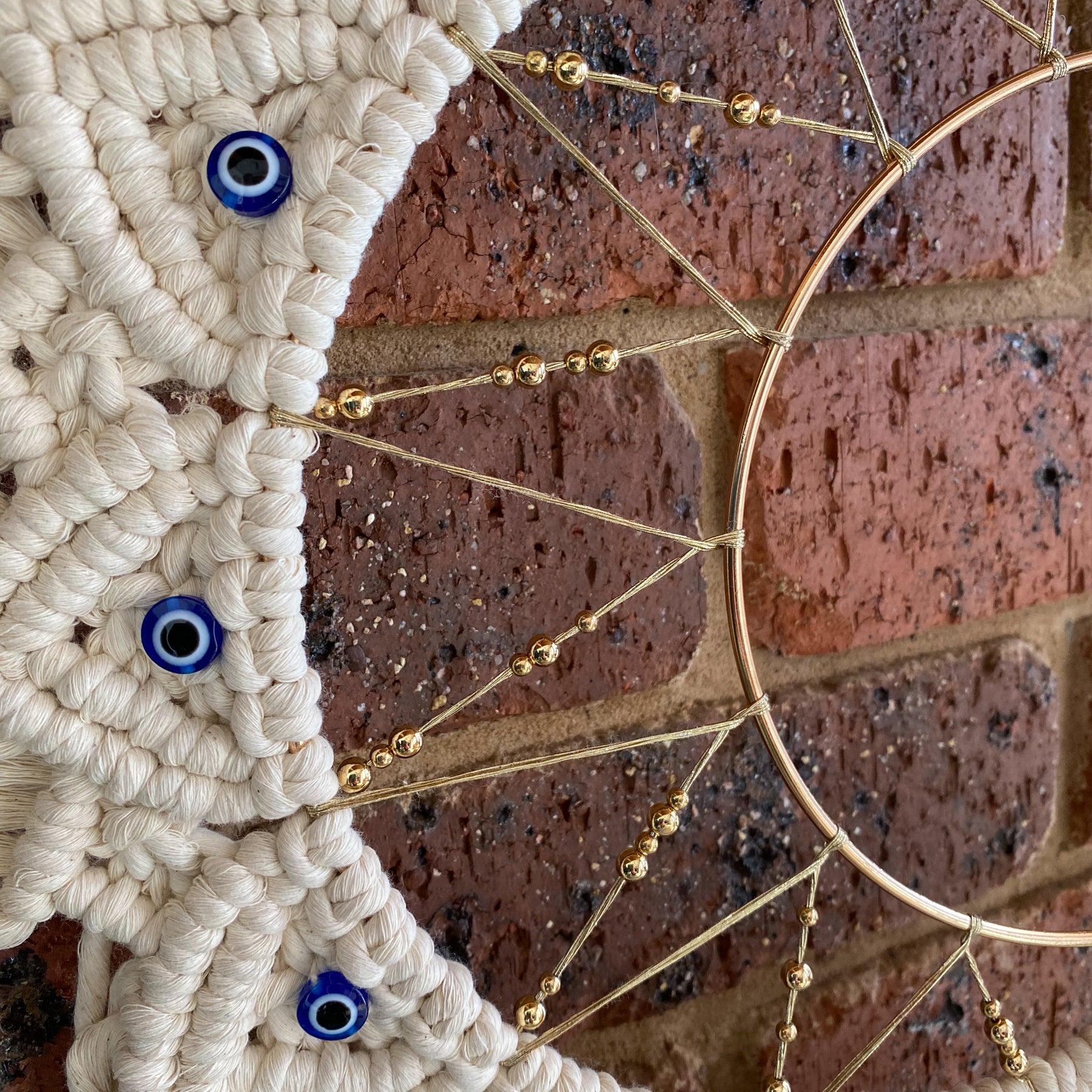 Macrame Mandala Moon Wall Hanging - Evil Eye Large