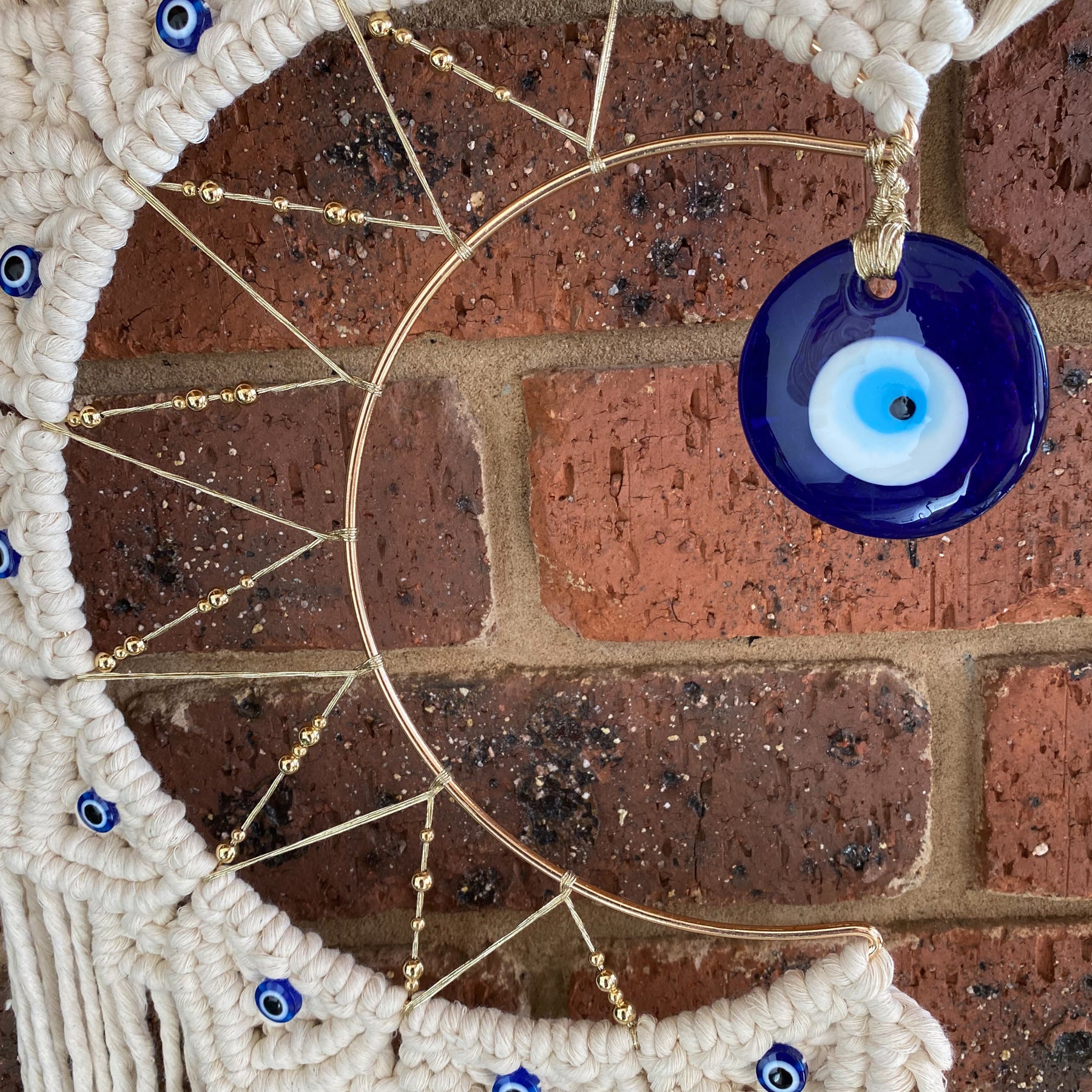 Macrame Mandala Moon Wall Hanging - Evil Eye Large