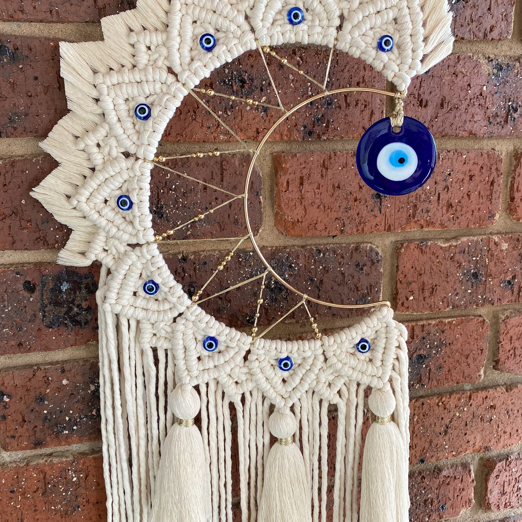 Macrame Mandala Moon Wall Hanging - Evil Eye Large