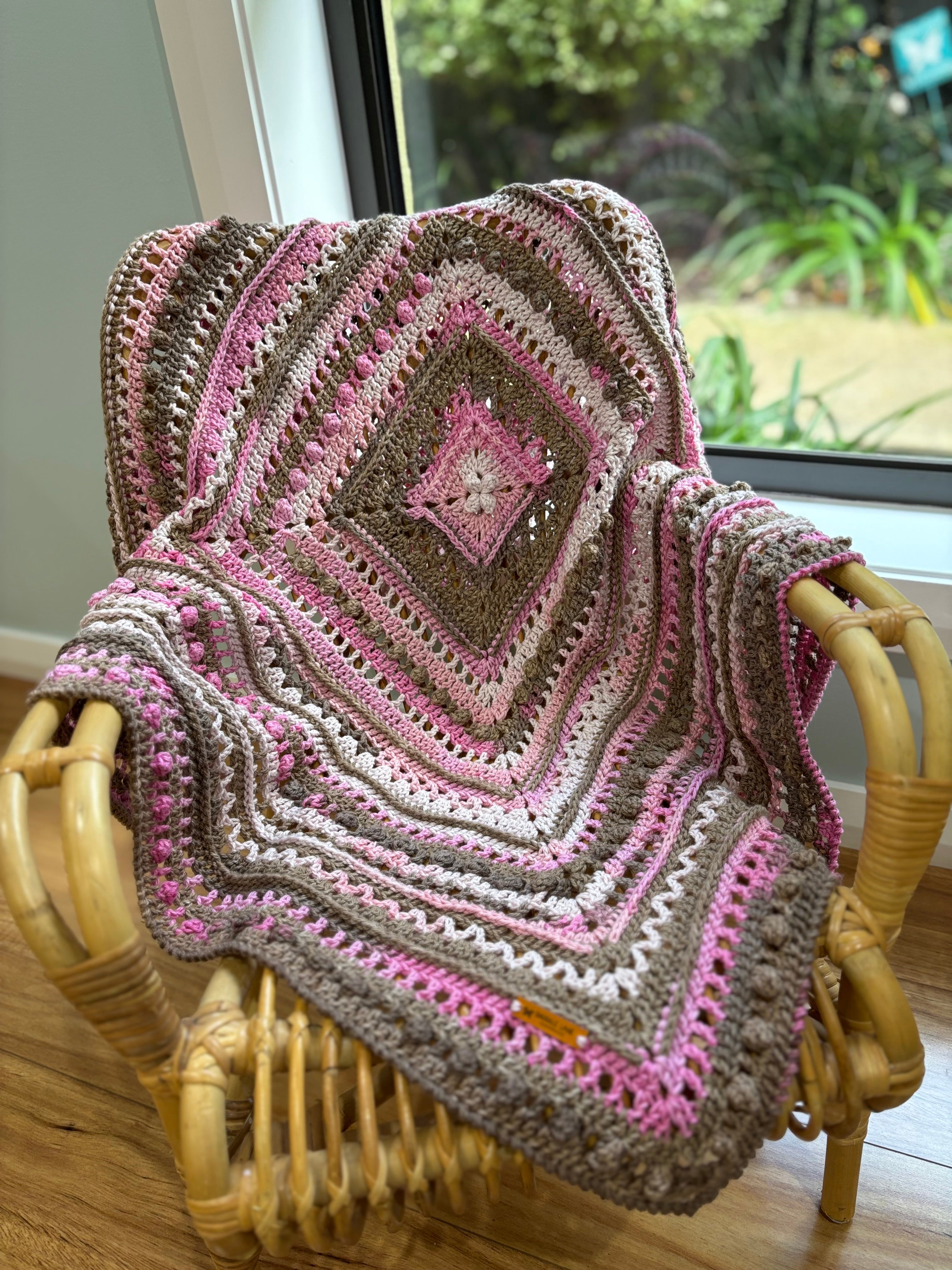 Crocheted baby Blankie, bonnet and bootie set
