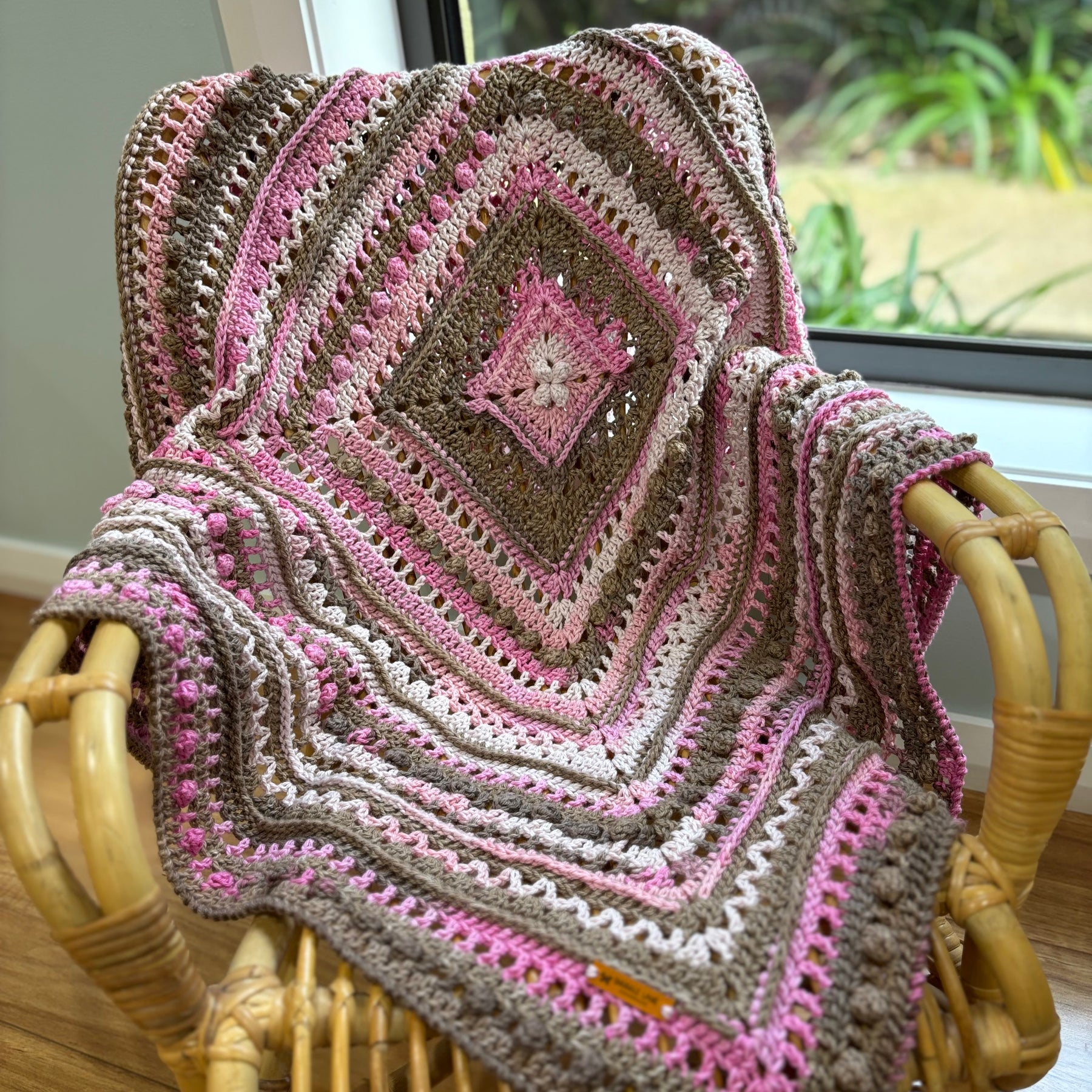 Crocheted baby Blankie, bonnet and bootie set
