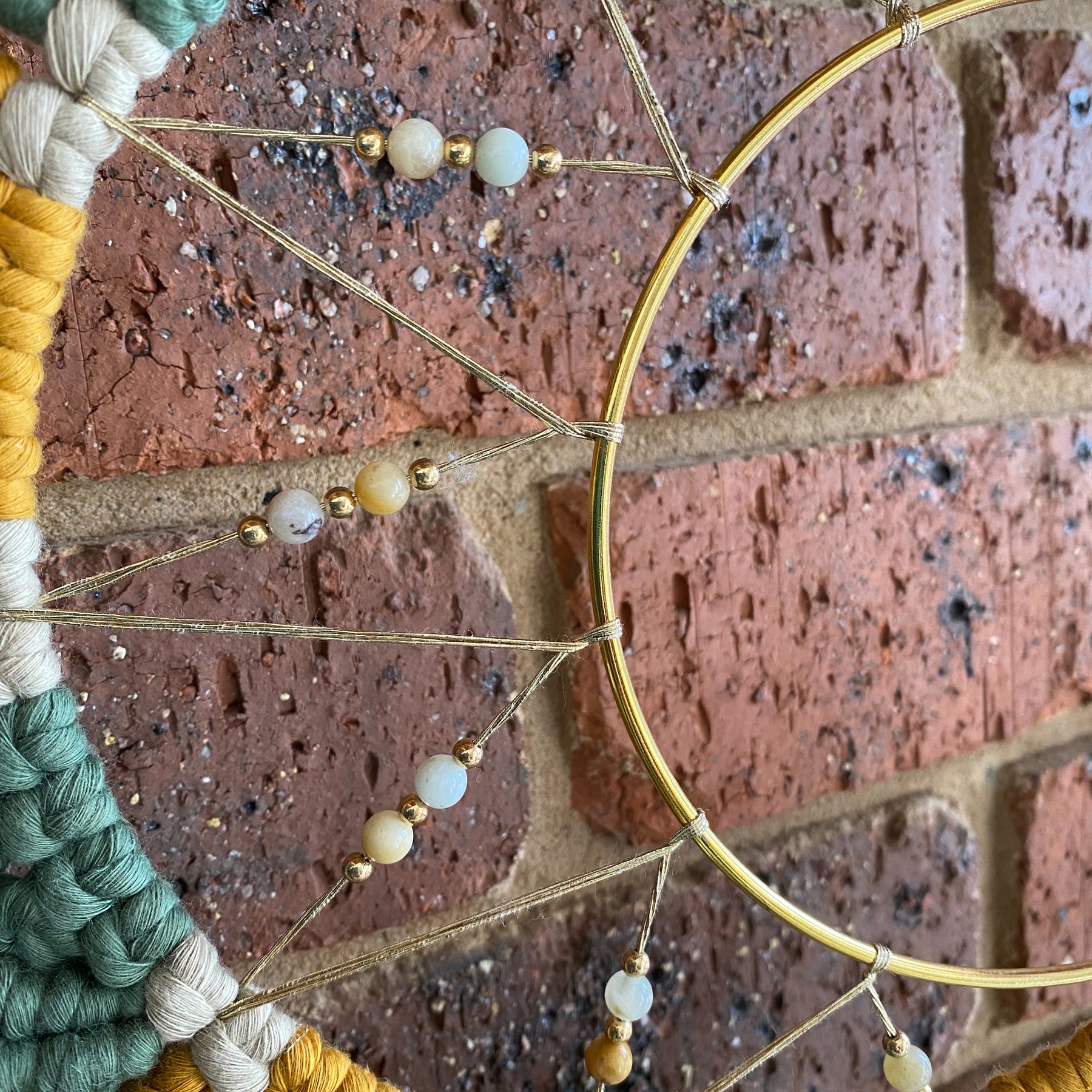 Macrame Mandala Moon Wall Hanging - Ocean Jasper Medium
