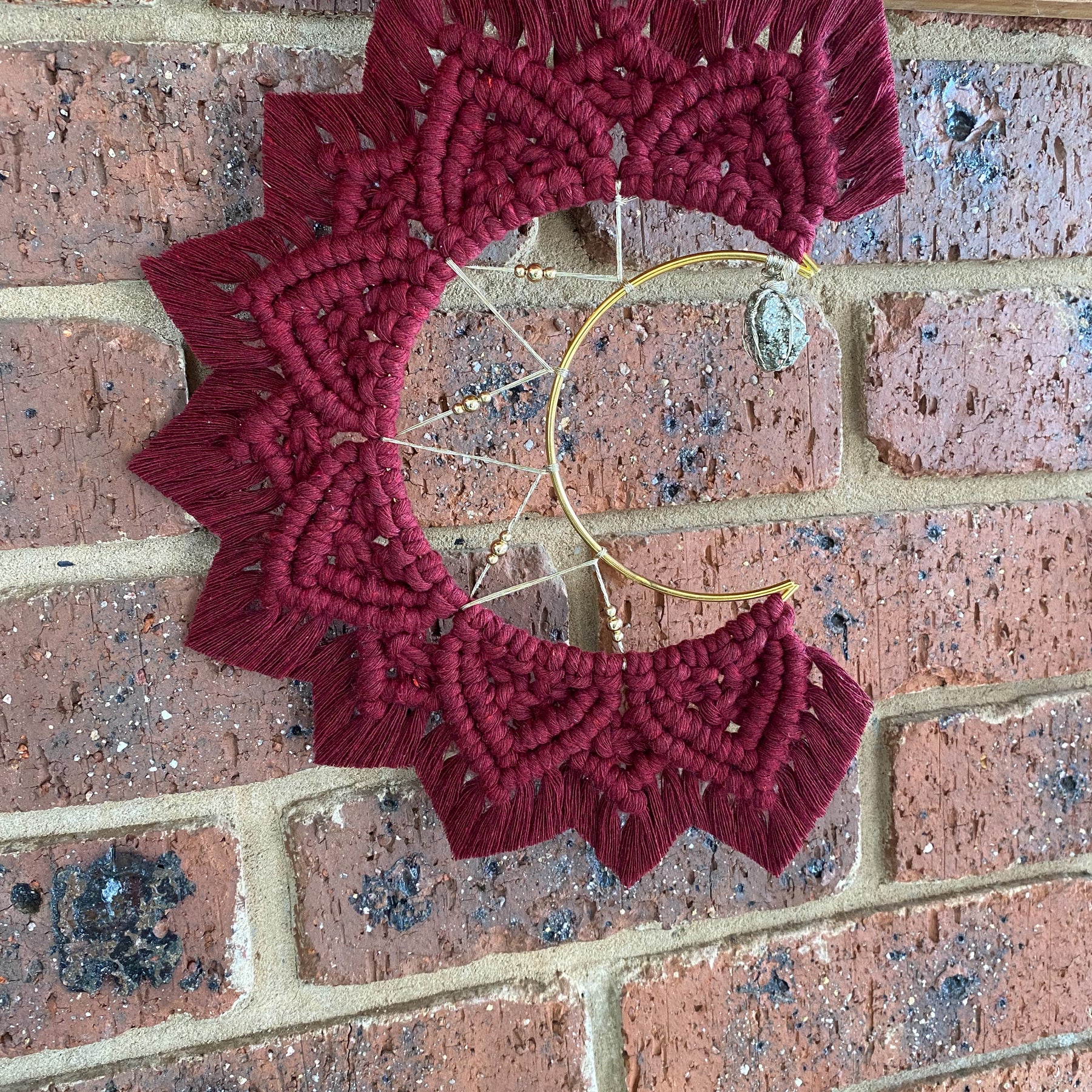Macrame Moon Mandala Wall Hanging - Pyrite Small