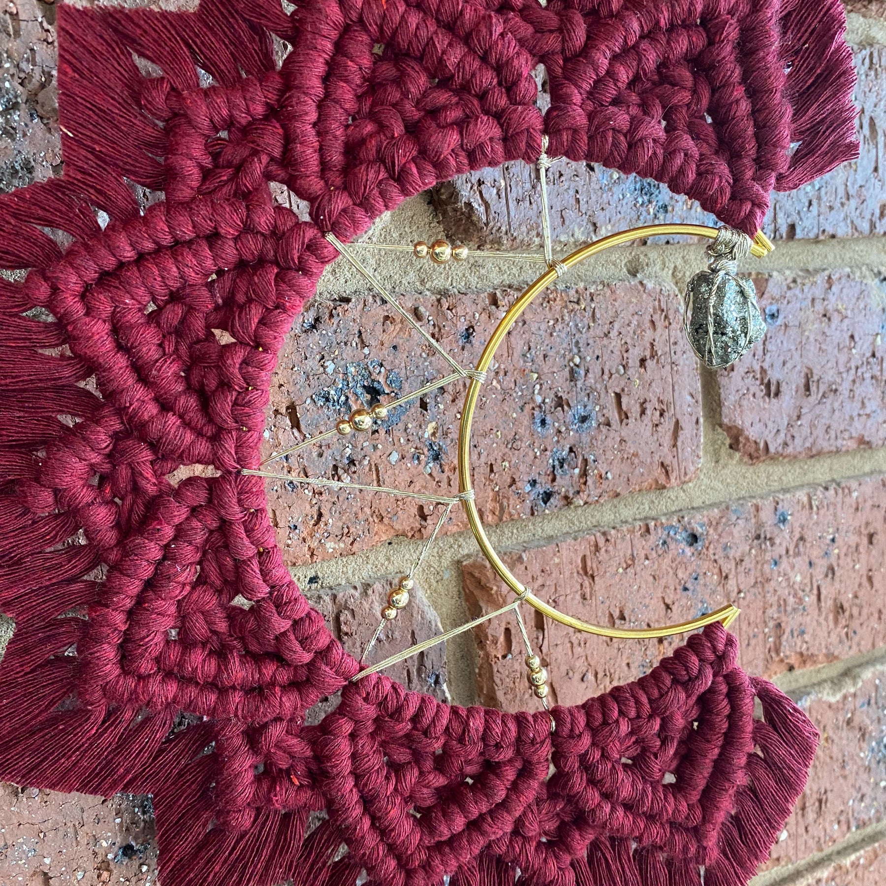 Macrame Moon Mandala Wall Hanging - Pyrite Small