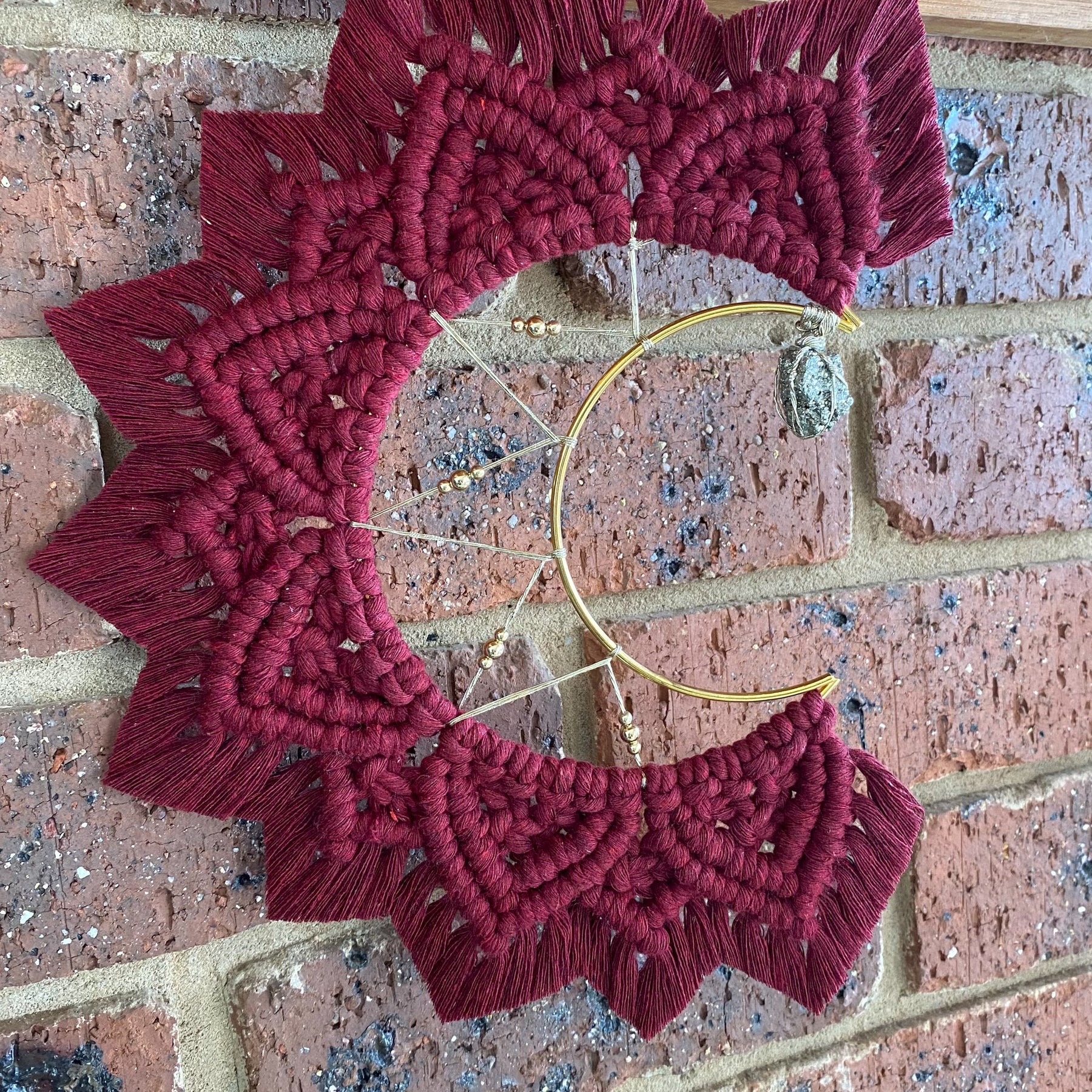 Macrame Moon Mandala Wall Hanging - Pyrite Small