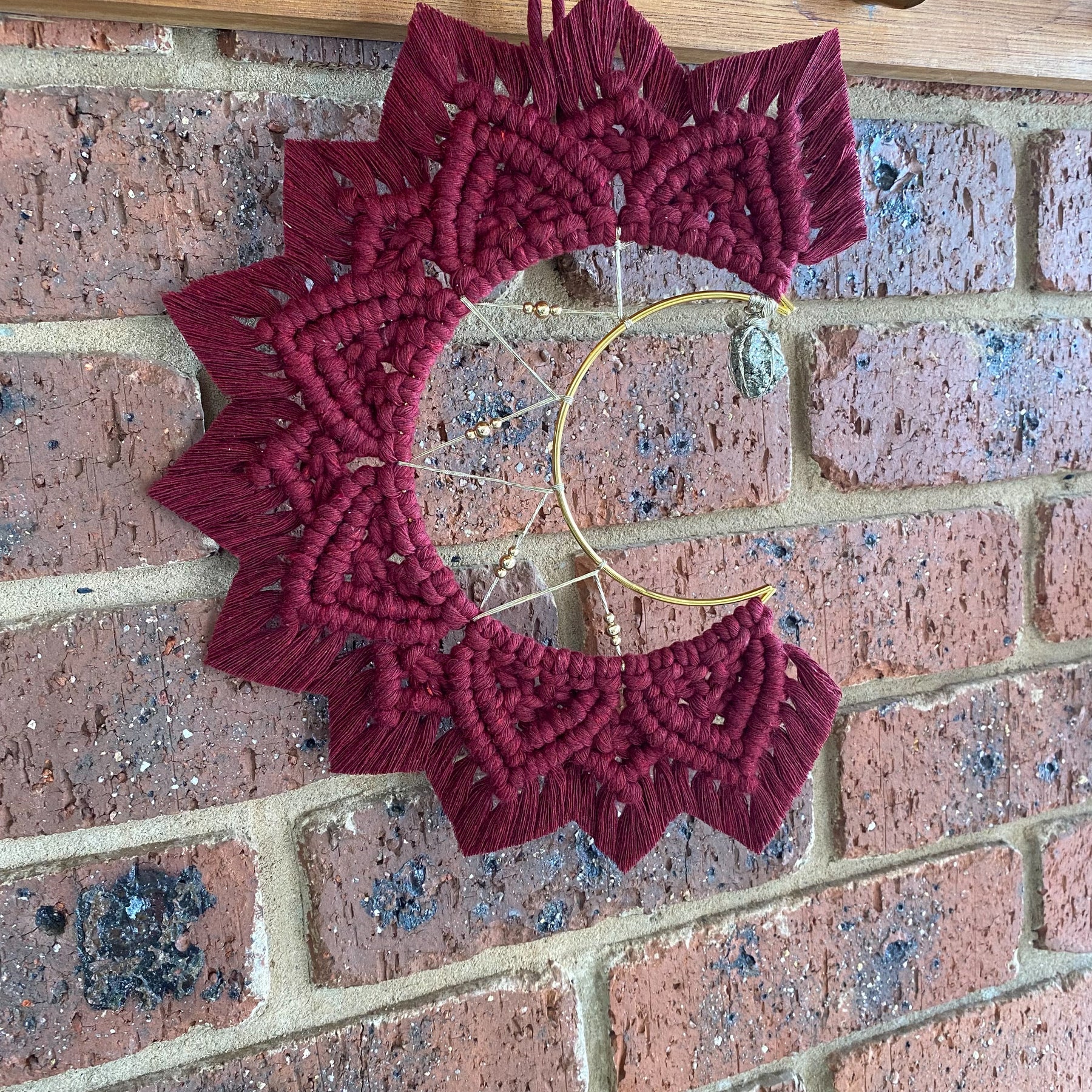 Macrame Moon Mandala Wall Hanging - Pyrite Small