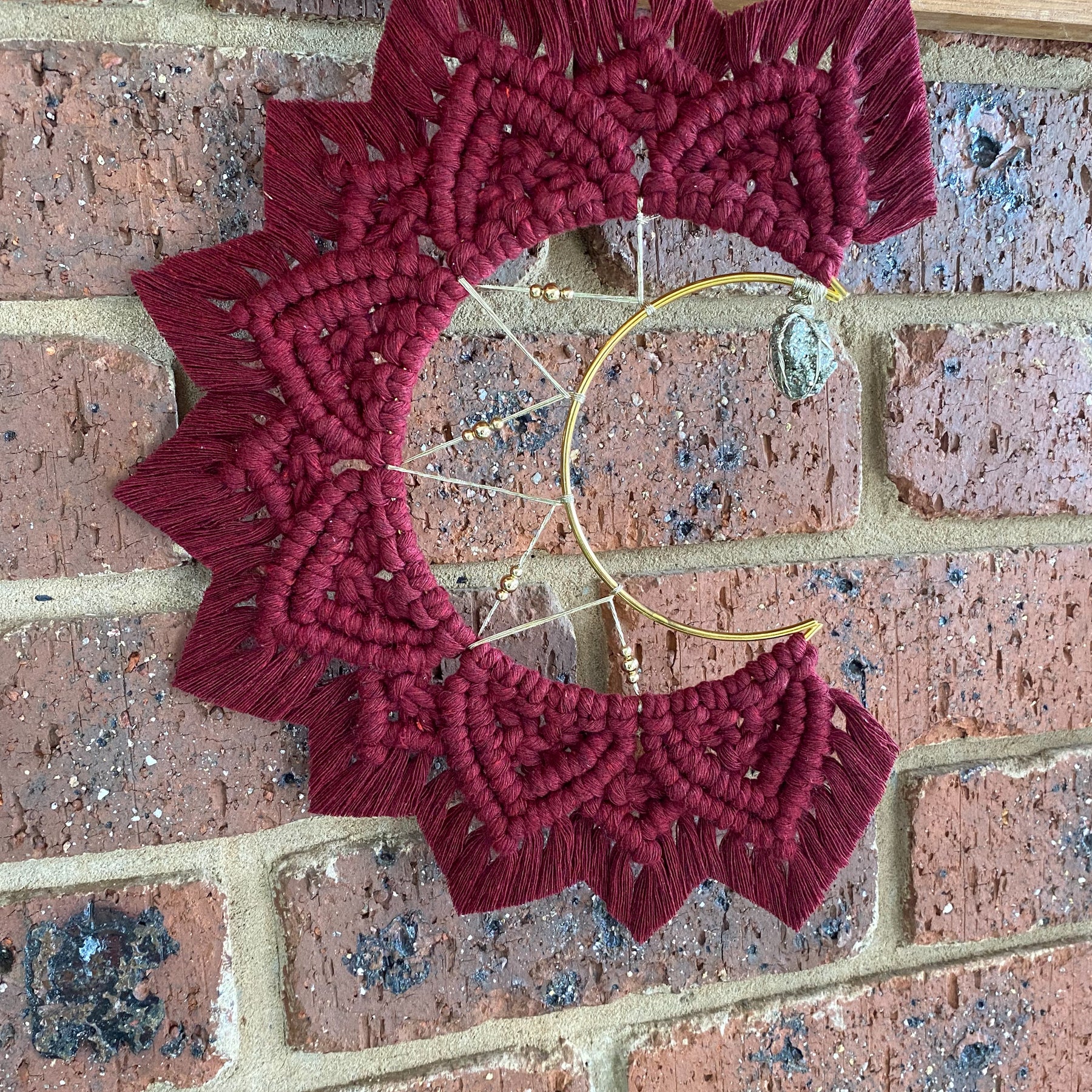 Macrame Moon Mandala Wall Hanging - Pyrite Small