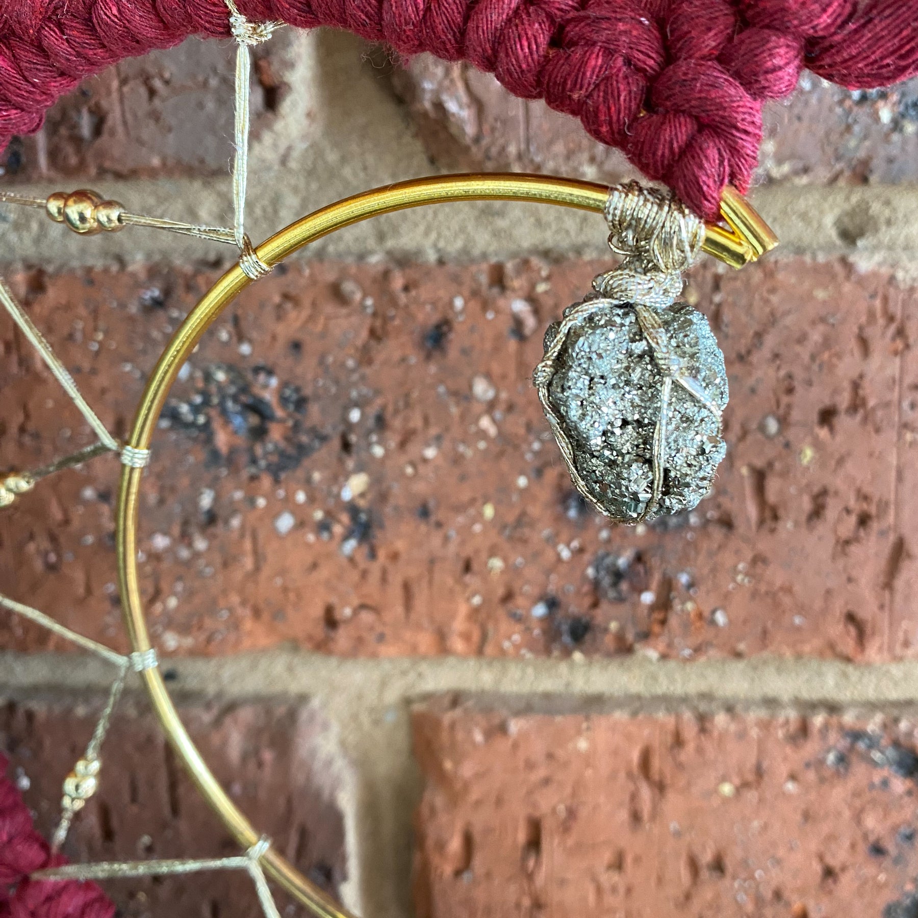 Macrame Moon Mandala Wall Hanging - Pyrite Small