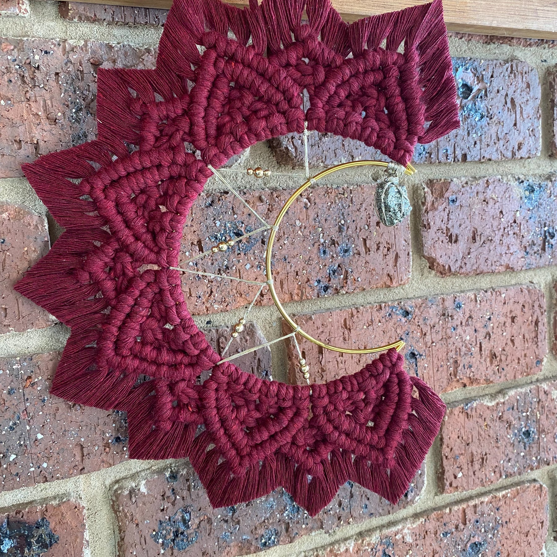 Macrame Moon Mandala Wall Hanging - Pyrite Small