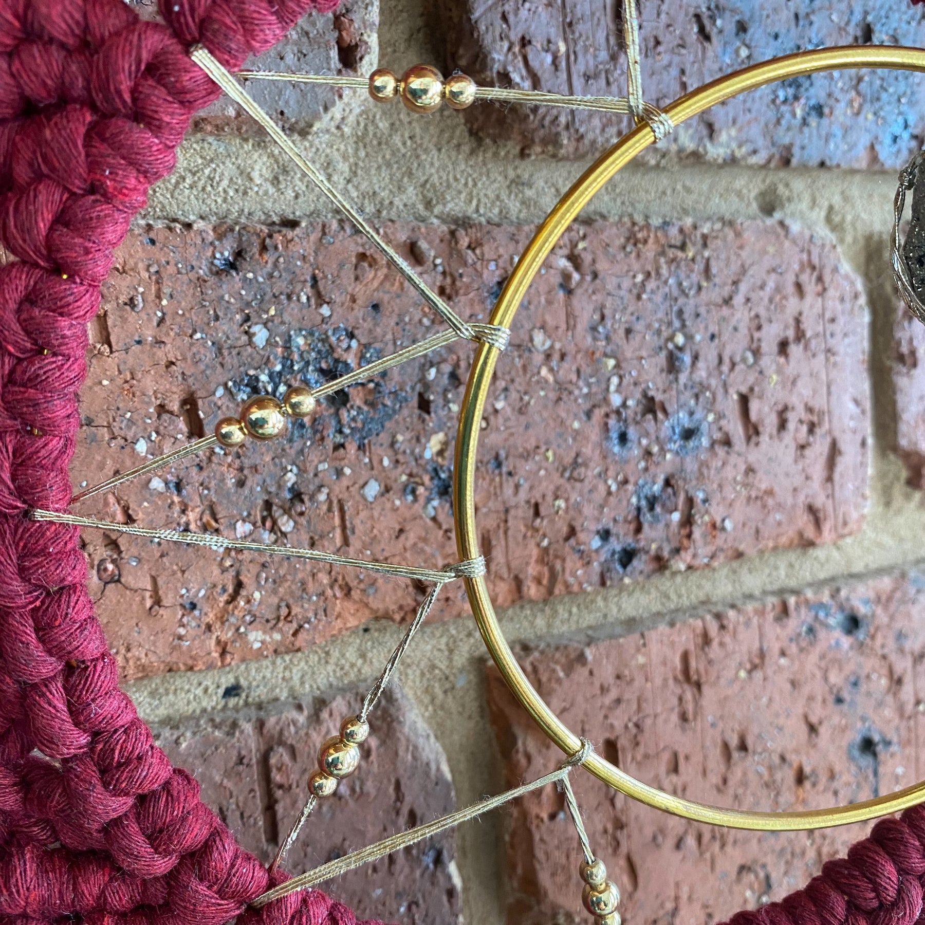 Macrame Moon Mandala Wall Hanging - Pyrite Small