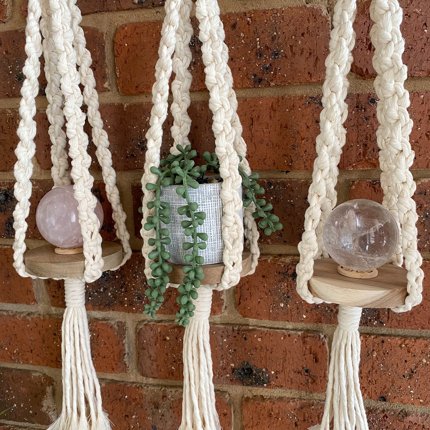 Macrame Mini Round Hanging Shelf Multi Purpose + Free Gift
