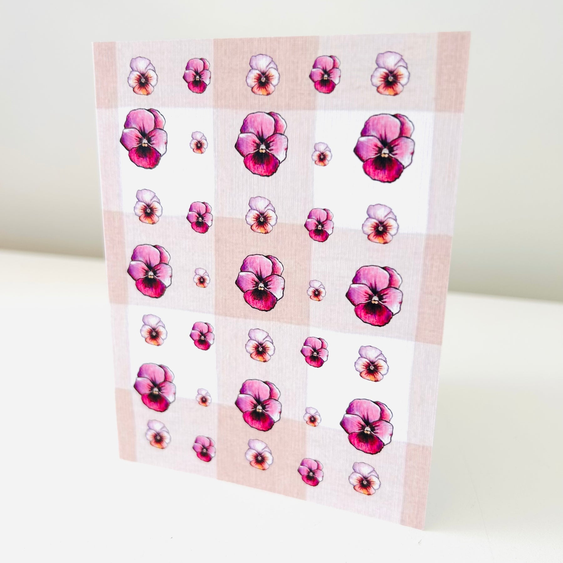 Greeting Card - Viola Peachy Gingham